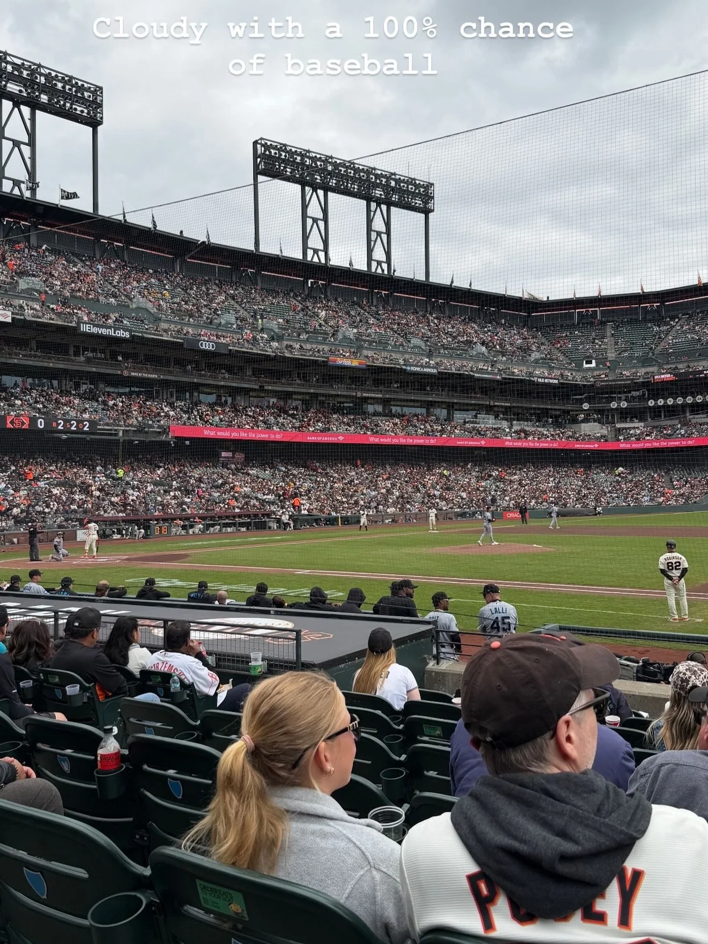 First @sfgiants game of the season. So far it&rsquo;s a pretty good one but we need some runs. #whatelseisnew #baseball #sfgiants #sfgiantsbaseball