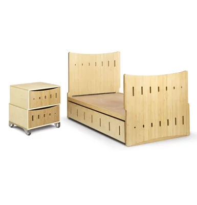 BAMBOO TRUNDLE BED + NIGHTSTAND