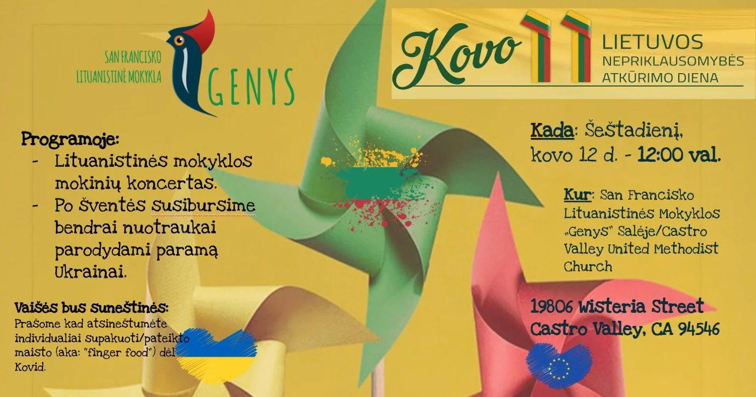 SF Genys kviečia į Kovo 11-os Lietuvos Nepriklausomybės Atkūrimo minėjimą.