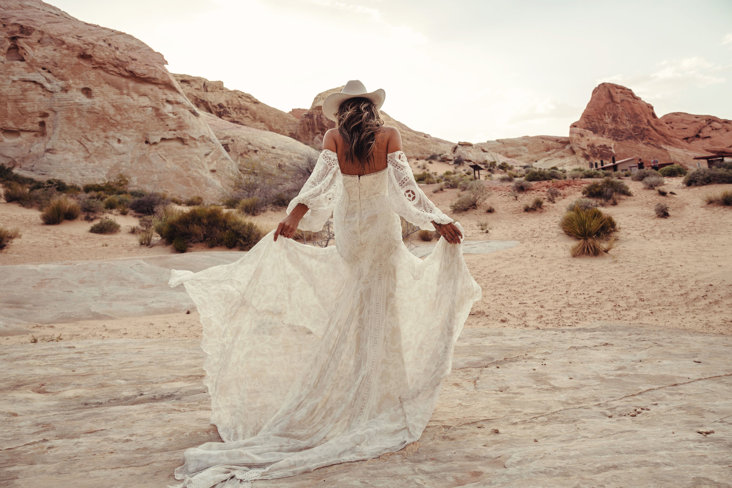  River Gown | Rue De Seine | Rue De Seine Bridal | Moonrise Canyon Collection 2019 | wild west inspired | free spirited bride | bohemian | modern bride | boho wedding | boho bride | wedding gown | bridal gown | bustier gown, fitted bodice, attachable