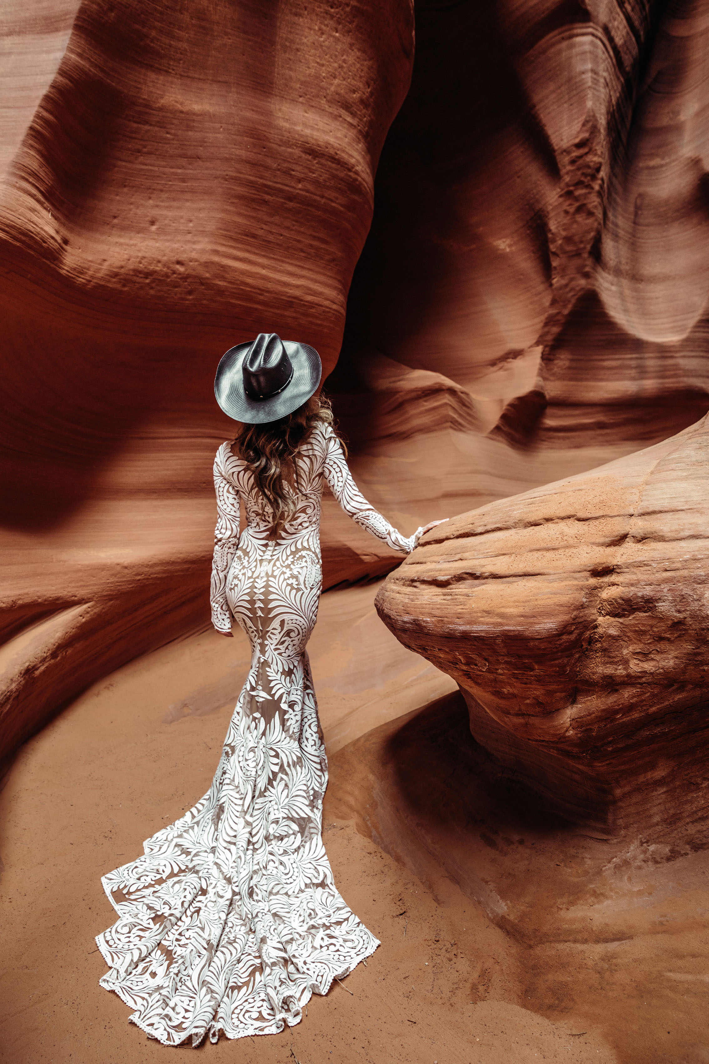  Reno Gown | Rue De Seine | Rue De Seine Bridal | Moonrise Canyon Collection 2019 | wild west inspired | free spirited bride | bohemian | boho bride | boho wedding | wedding gown | bridal gown | high neck, fitted bodice, long sleeves, bold lace, full