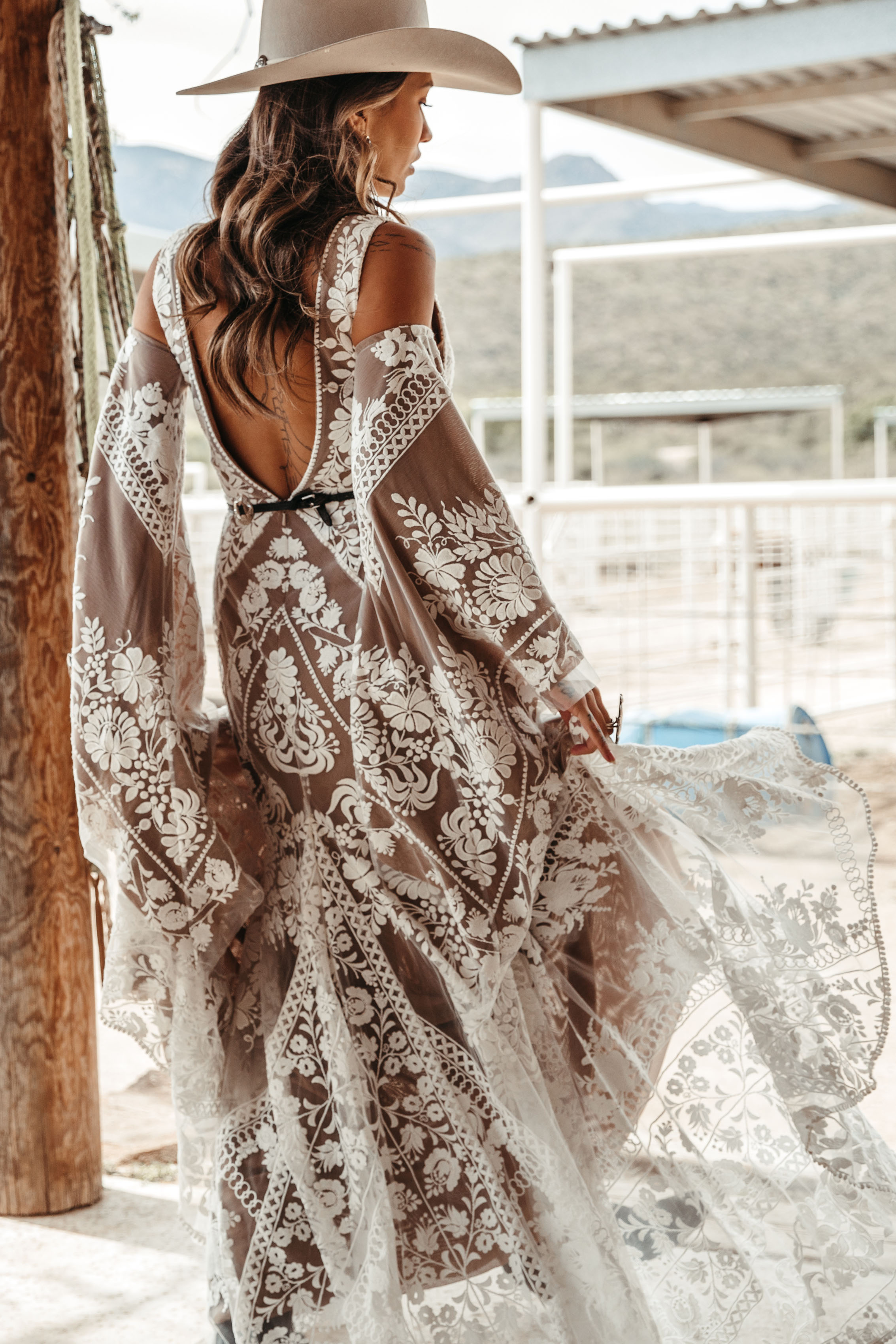  Jackson Gown - Nude | Rue De Seine | Rue De Seine Bridal | Moonrise Canyon Collection 2019 | wild west inspired | free spirited bride | western style | bohemian | modern bride | boho bride | boho wedding | wedding gown | bridal gown | plunging neckl