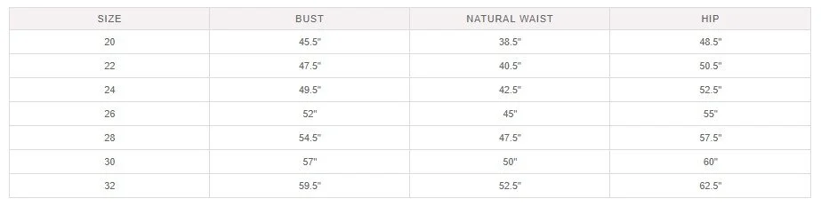 jenny yoo size chart