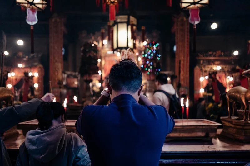 It's serious business at the Chinese temple.
