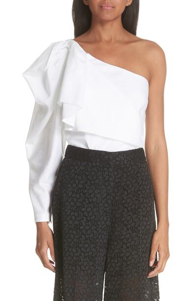 Stella McCartney Ruffle One-Shoulder Cotton Blouse