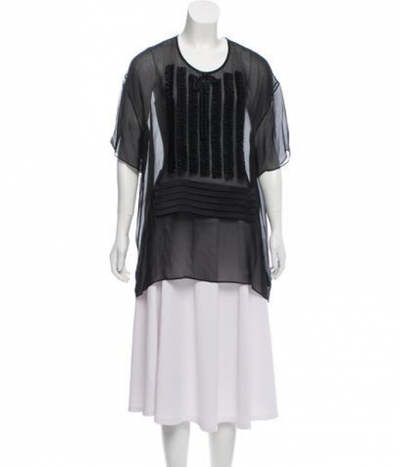 Alexander Wang Silk Ruffle-Accented Top 