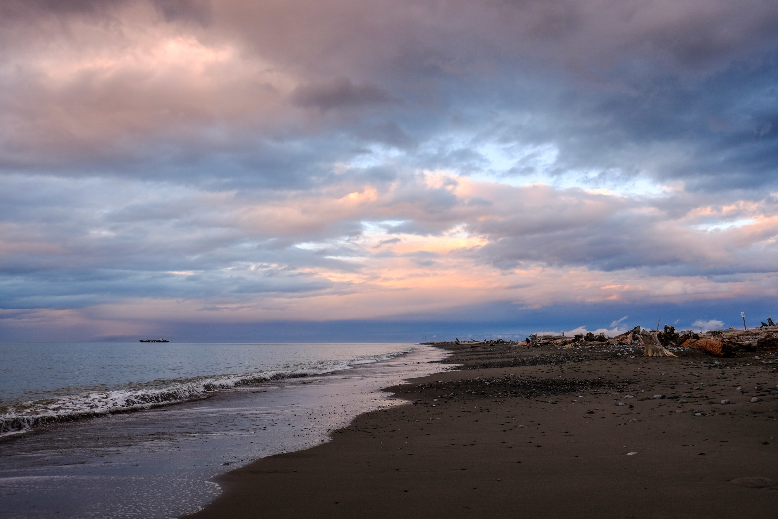  Walking along Dungeness Spit for a nice, cloudy sunset.&nbsp; 