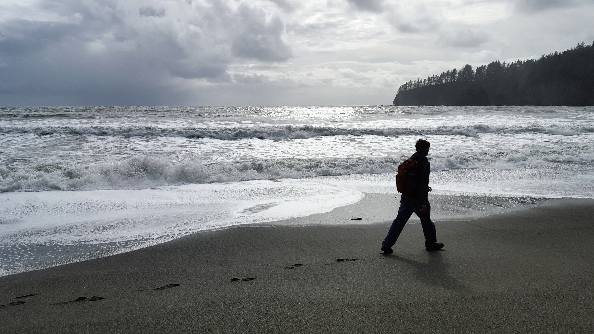  Walking along Third beach on the Washington coast. 