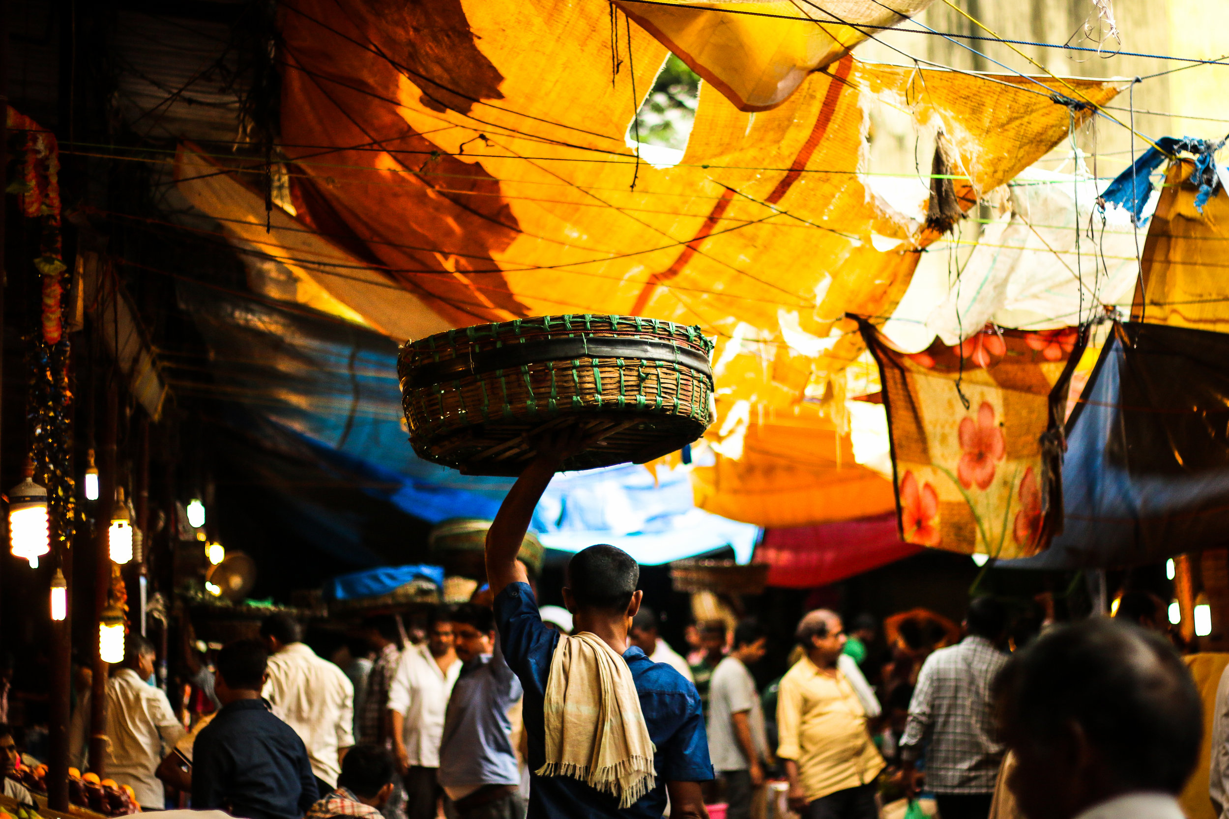 A porter in Mumbai's Crawford Market.