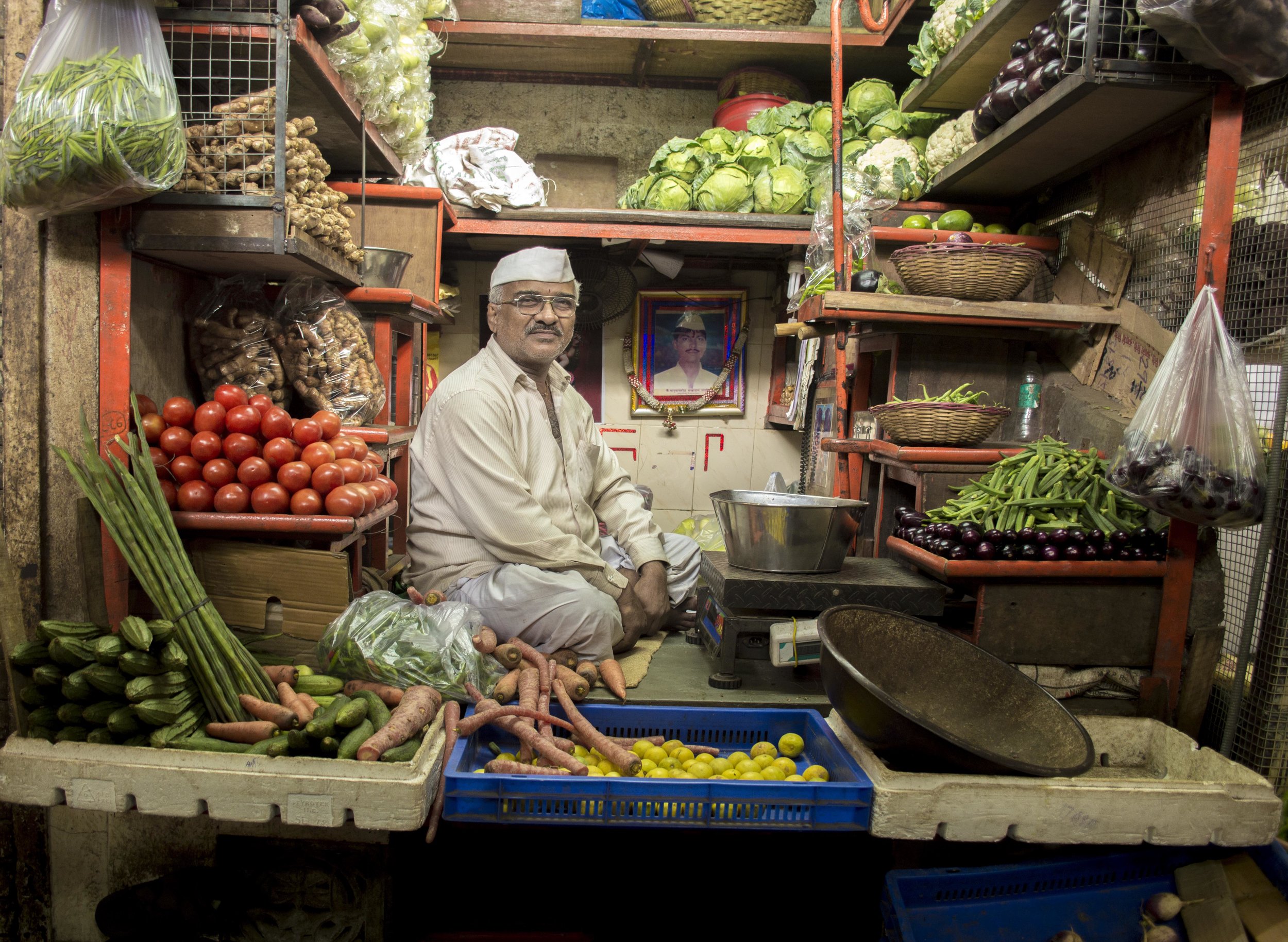 Proud produce shopkeeper in Mumbai's Crawford Market