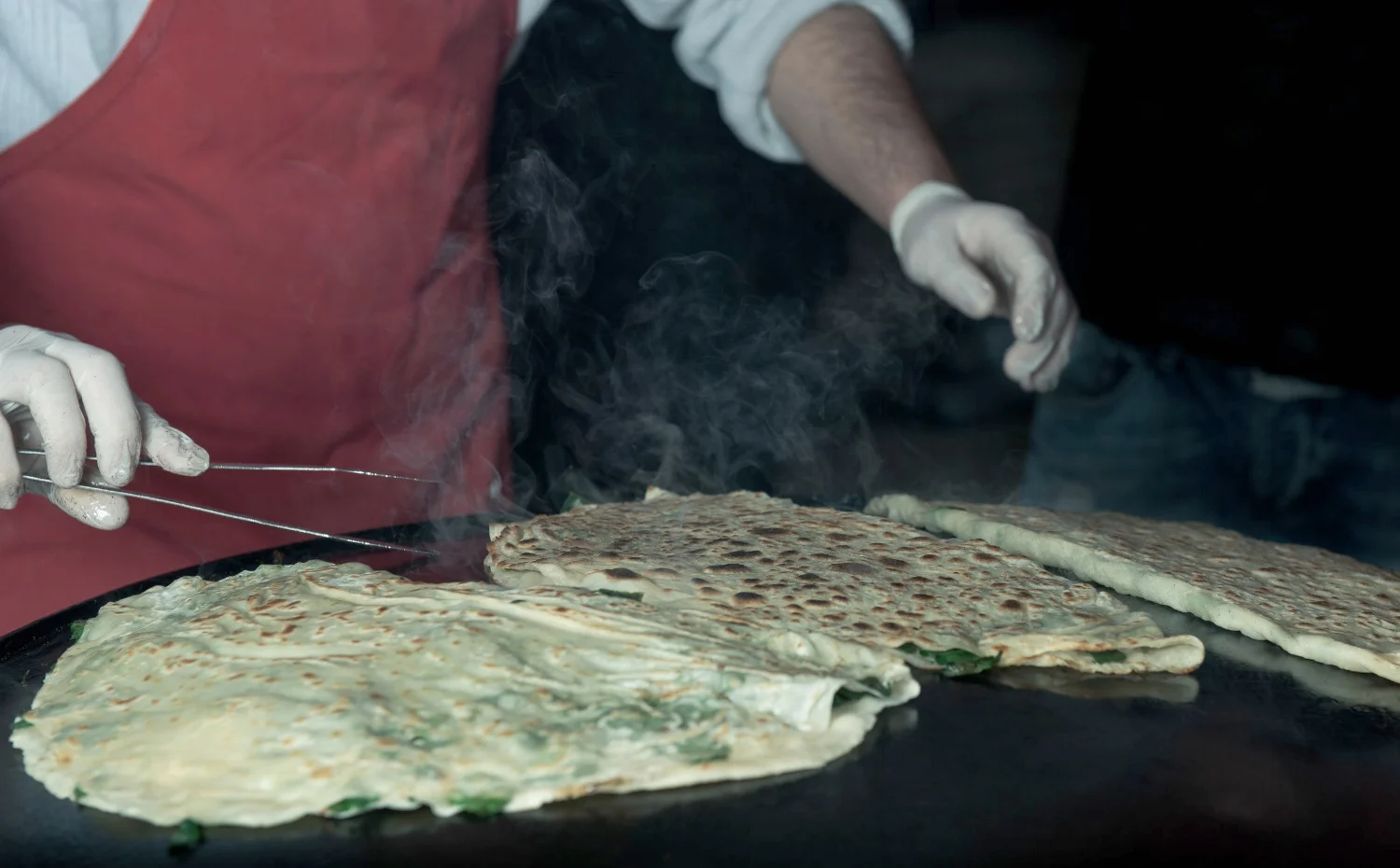 Turkish gozleme - spinach and feta stuffed bread