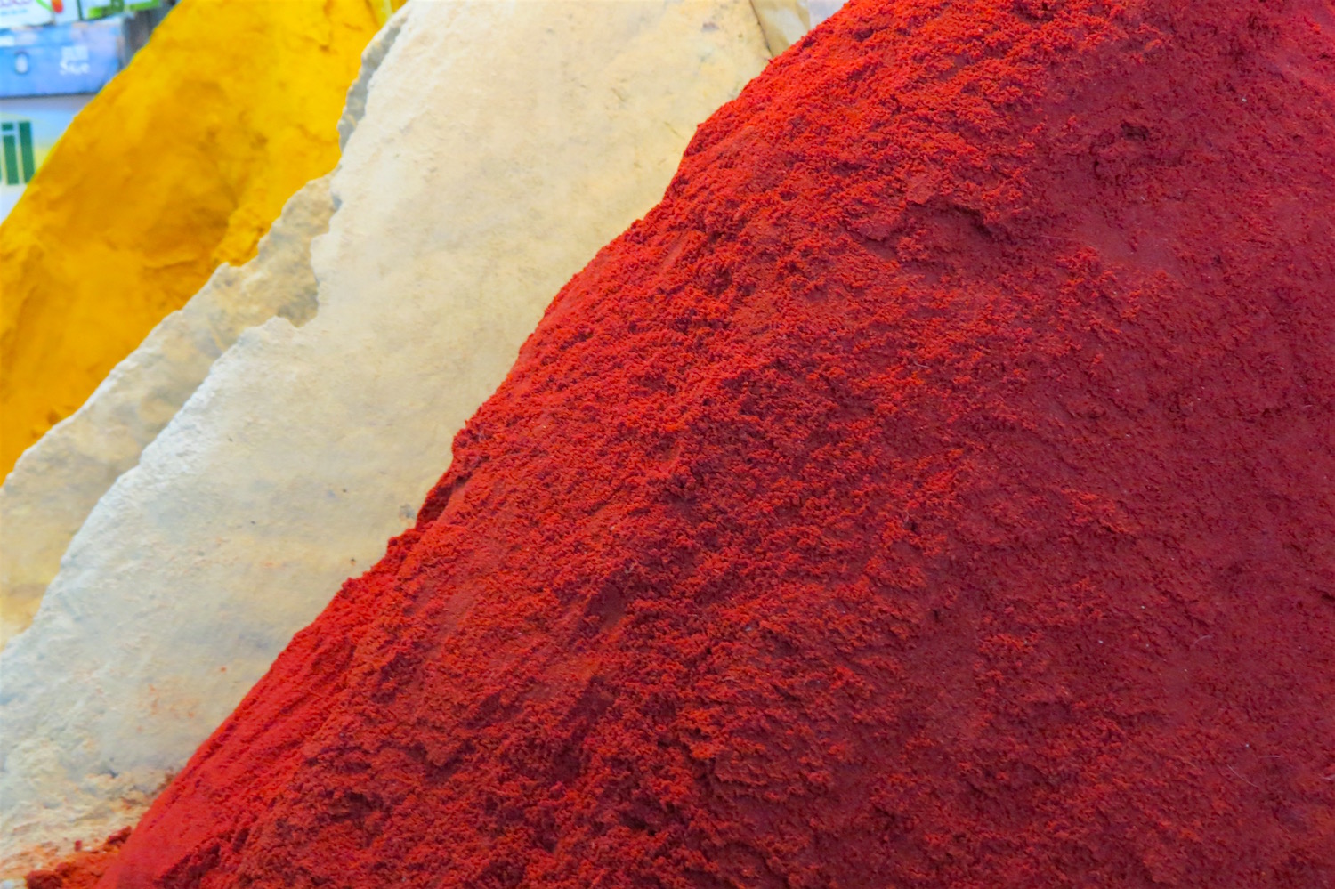 Mountains of spices in Casablanca's Habous Market