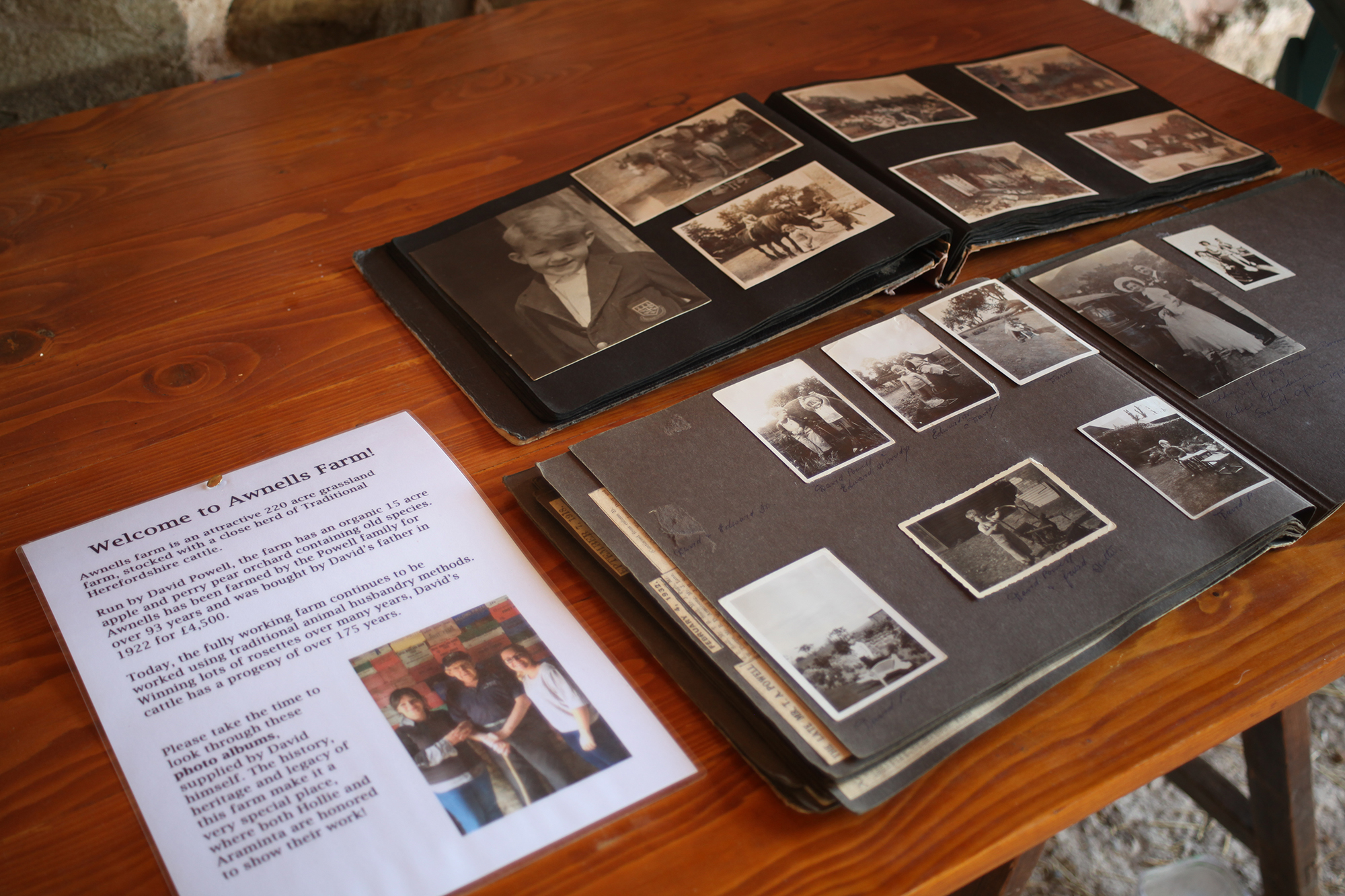Also on show in the barn were some old photo albums, capturing the farm’s history. These proved particularly popular and complimented the heritage of the exhibition’s
