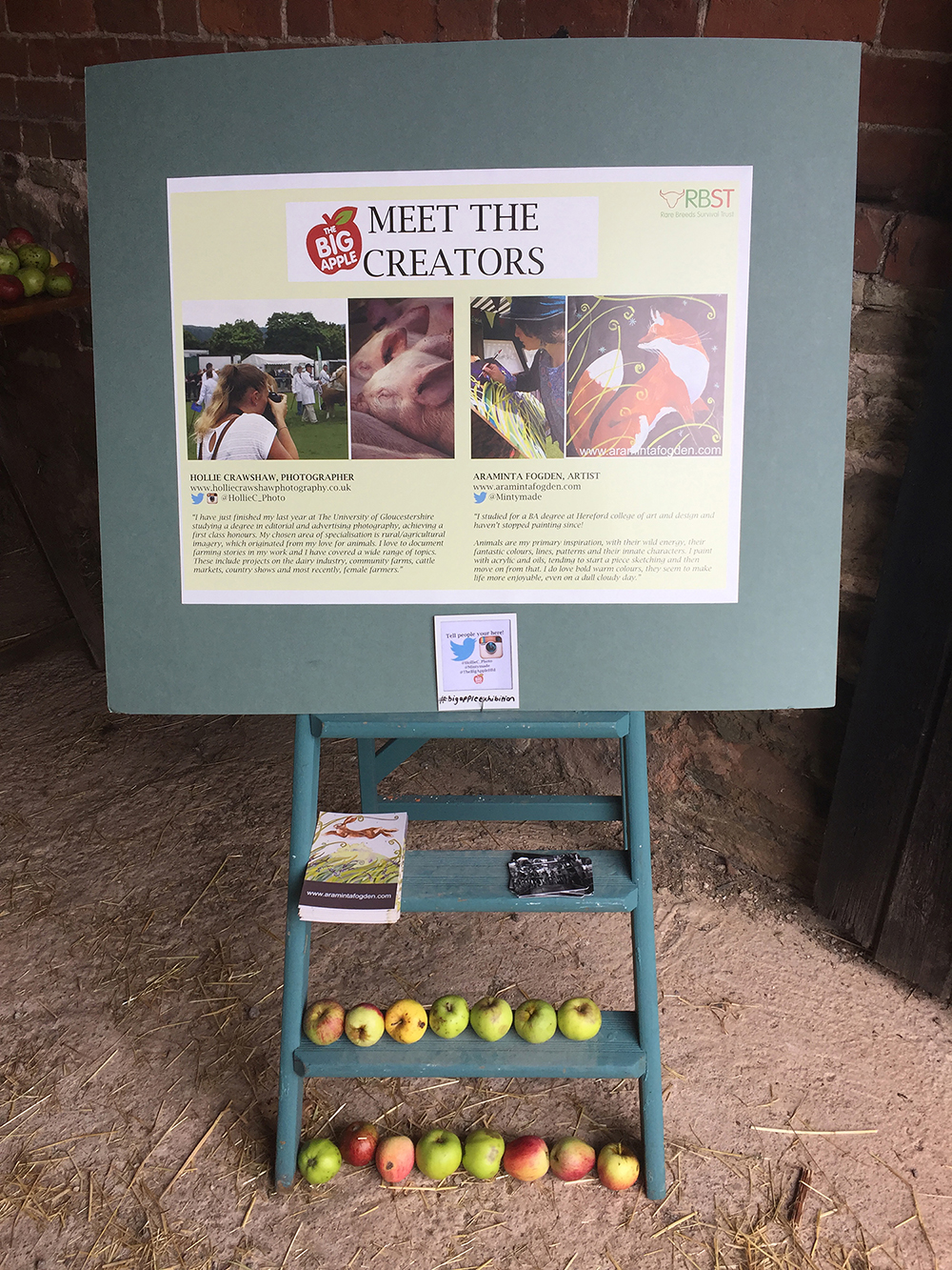 Entry sign displaying information to read as well as business cards to pick up