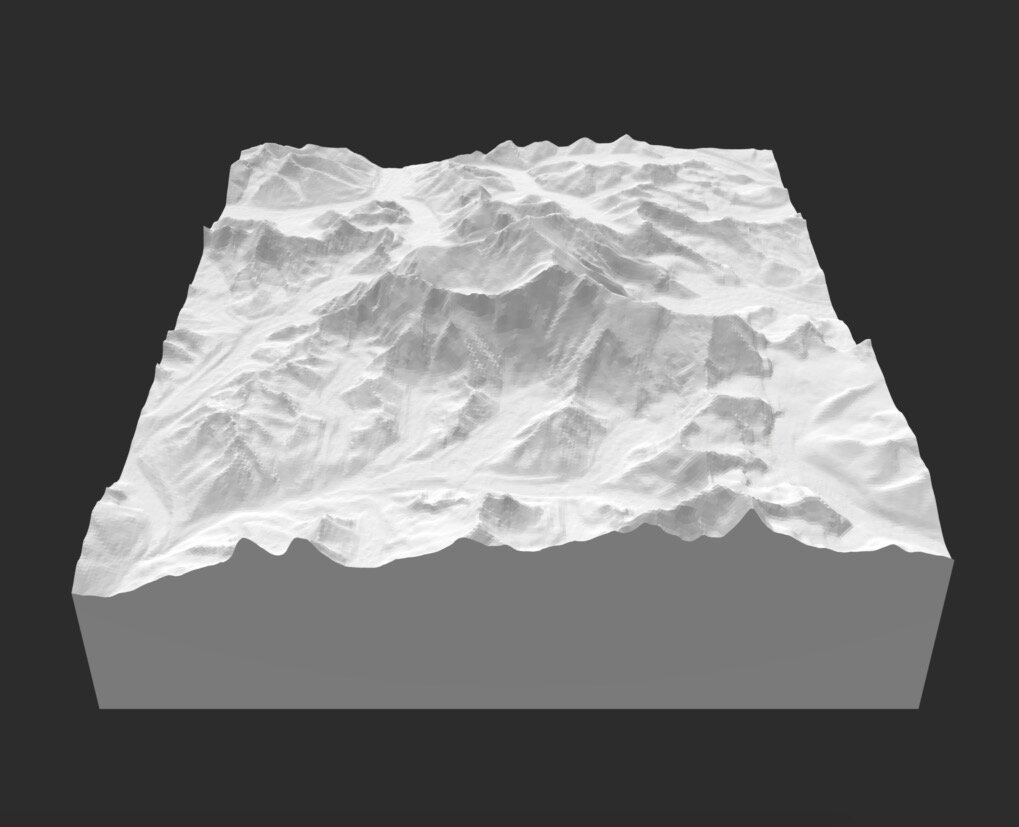 Generated 3D model of Mount Everest from Terrain2STL