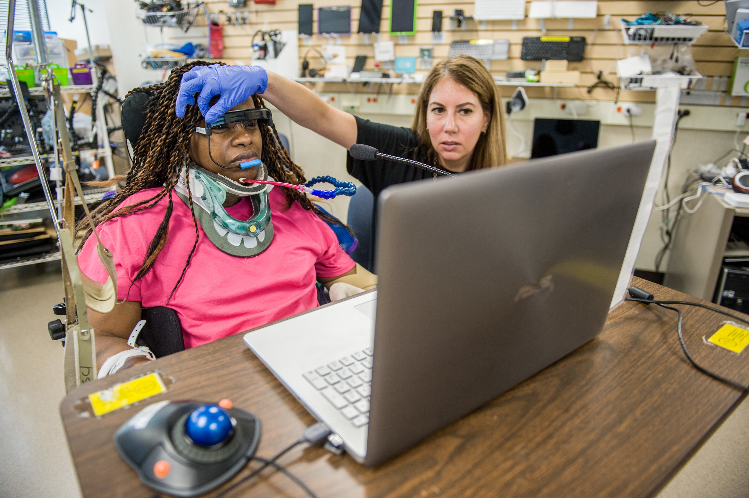 May 31, 2018 - Atlanta, Georgia, United States - Shepherd SLP Adina Bradshaw with patient Debra Smith of Augusta.