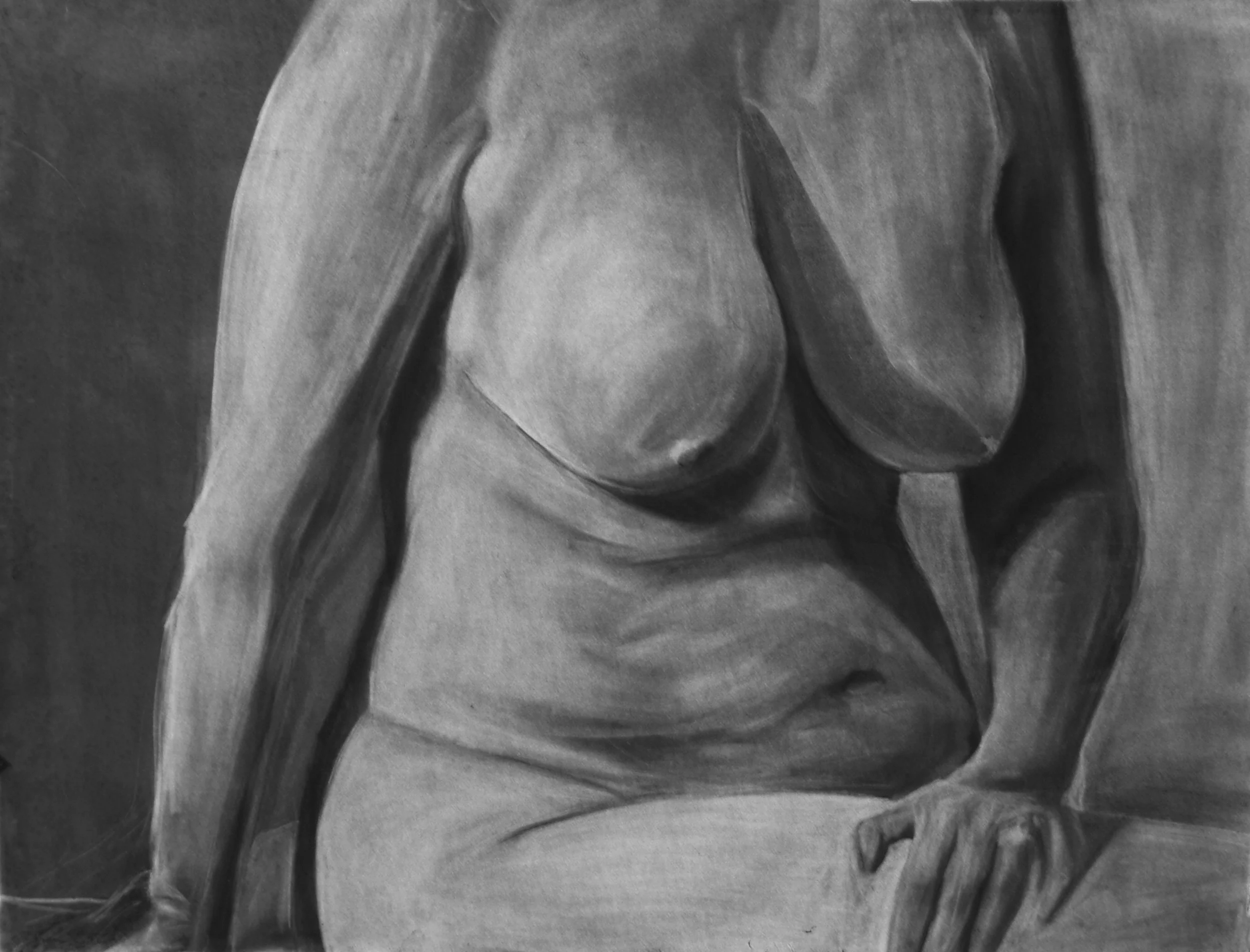    nude study.  3'x4’. charcoal on paper.  
