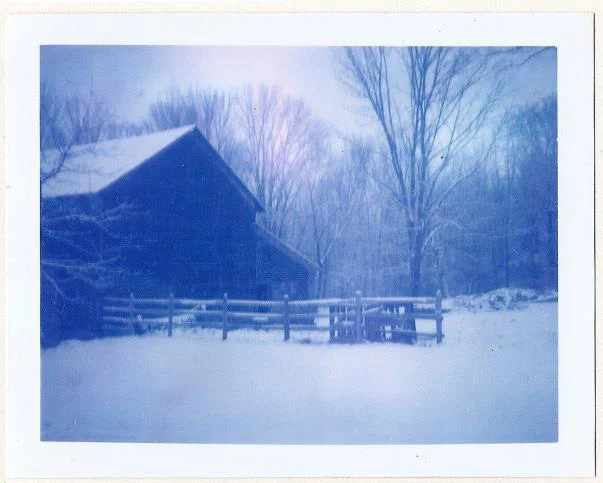   snow.   polaroid type 100 blue film.  