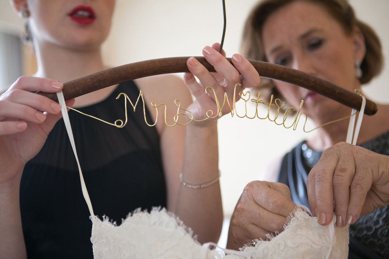  Handmade Wedding Dress Hanger. Photo by  Magnanimous Pictures . 