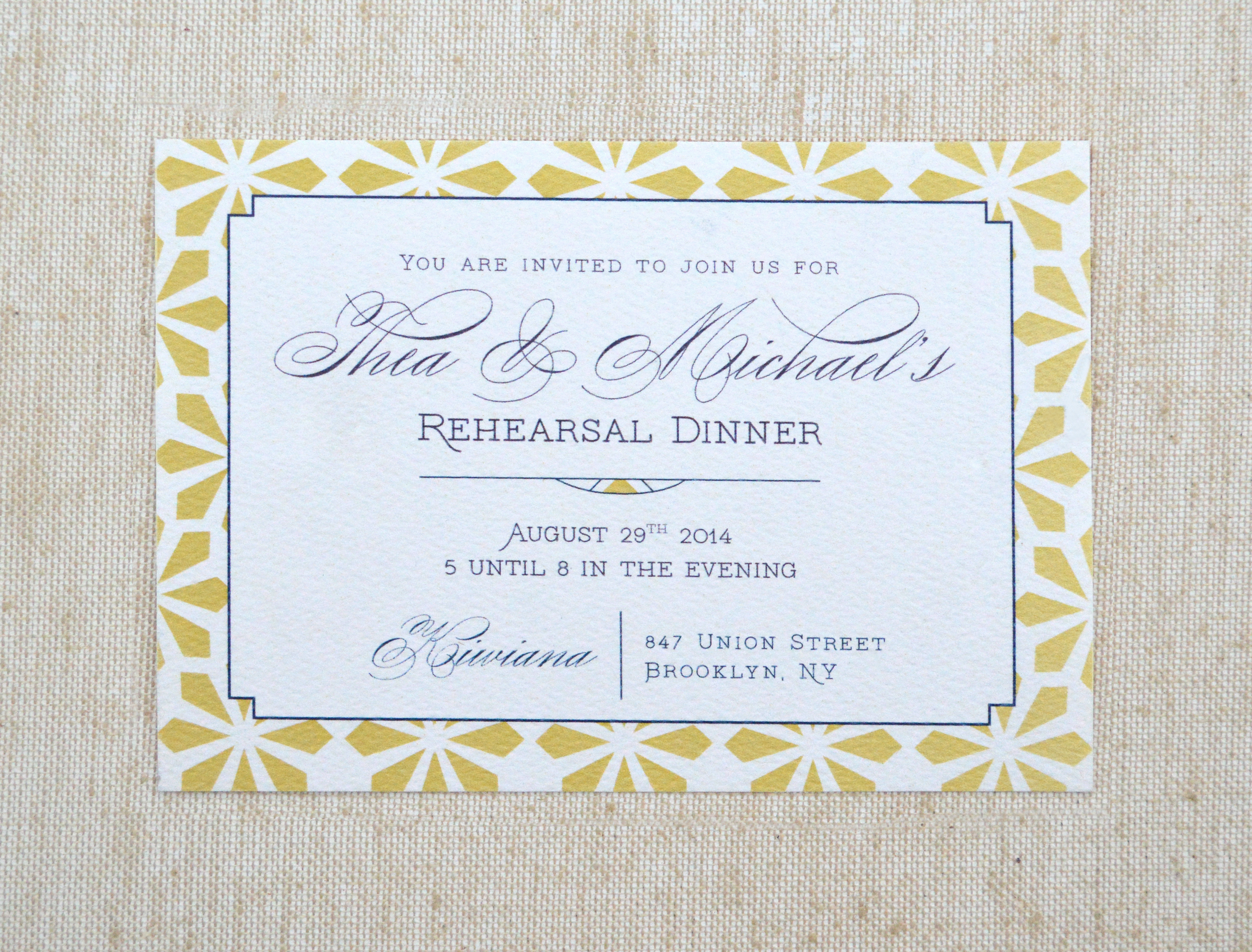  Rehearsal Dinner Invitation.&nbsp; 