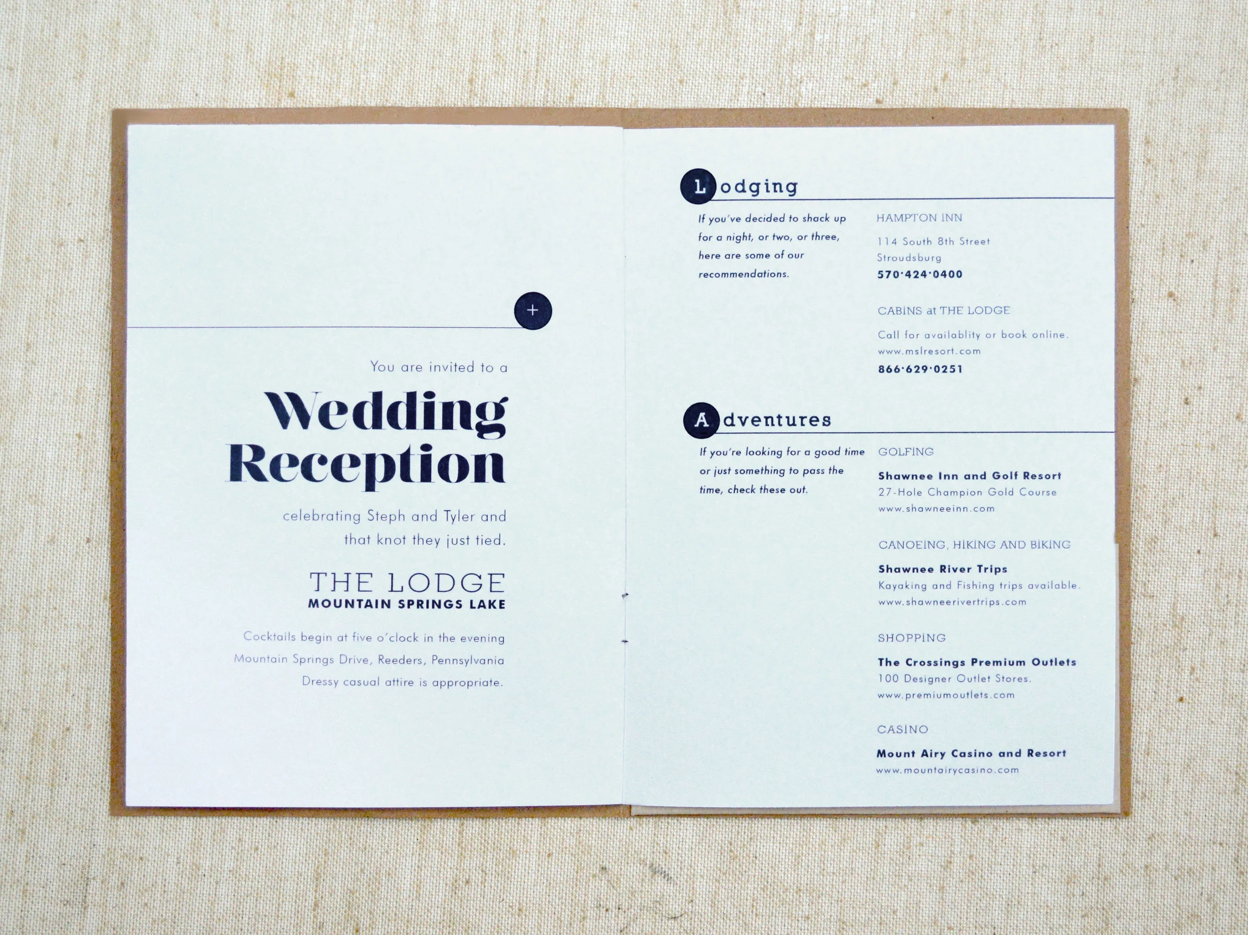 Invitation.&nbsp; Reception Invitation and Information Page.&nbsp;  