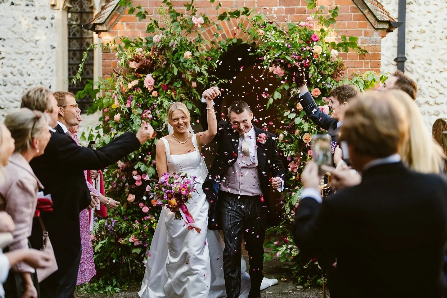 The last wedding with British flowers this year was beautiful bride Bee and her dashing Narns. 
Such a pleasure to work with Bee&rsquo;s mum Alison to bring their vision to life. Such a lovely family 💕

So many lovely flowers from @marlston_farmgirl