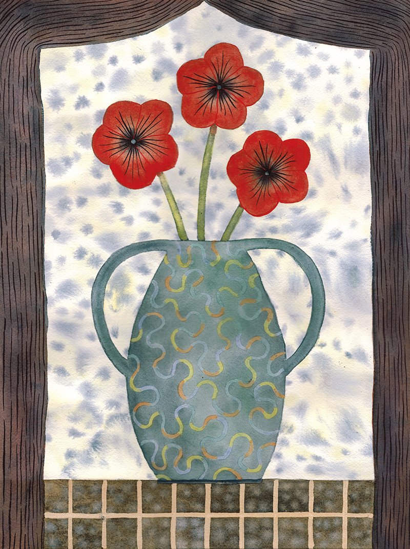  Poppies, 2021  Watercolor on Arches paper  15 x 12 in 