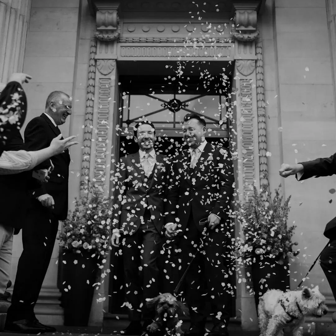 A throwback to beautiful summer wedding at @adaytorememberdotlondon.
Matt &amp; Matt said yes surrounded by their closest family and doggy Stevie.
I am here for those intimate celebrations! ❤
.
.
.
#londonintimatewedding #intimatewedding #citywedding