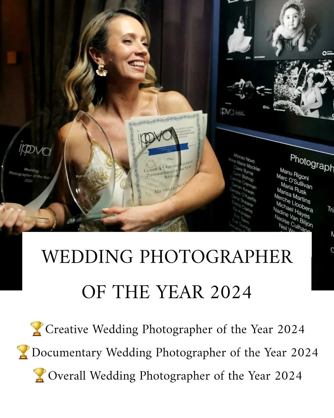 🏆🏆🏆 IPPVA WEDDING PHOTOGRAPHER OF THE YEAR 2024
Last night the annual @i.p.p.v.a awards were held in @clontarfcastle and I was over the moon to be a finalist after winning a number of awards during the year including 3 gold awards. When I heard my