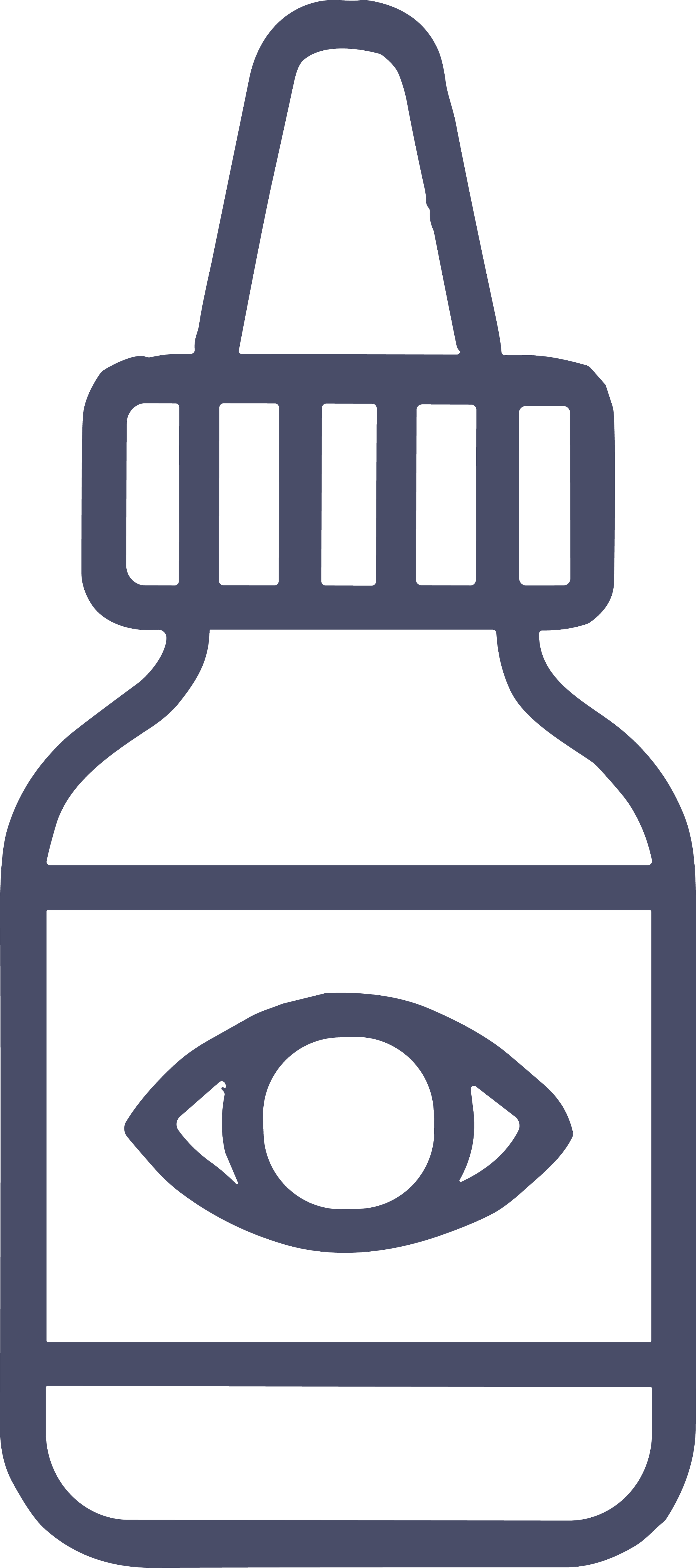 A vector illustration of a bottle with an eye symbol on it and a spray nozzle or cap at the top.