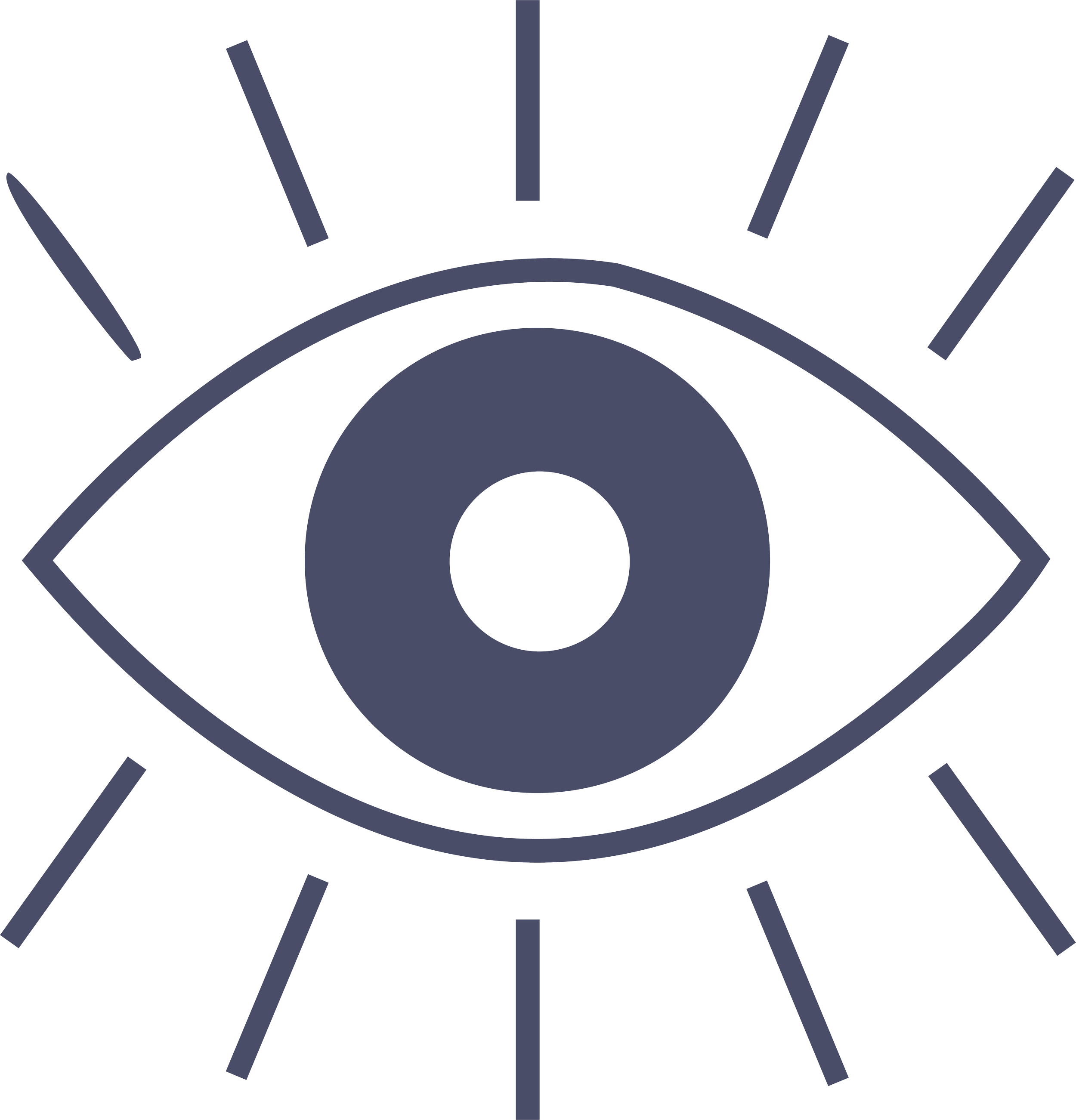 Simple graphic of an eye with lines radiating outward.
