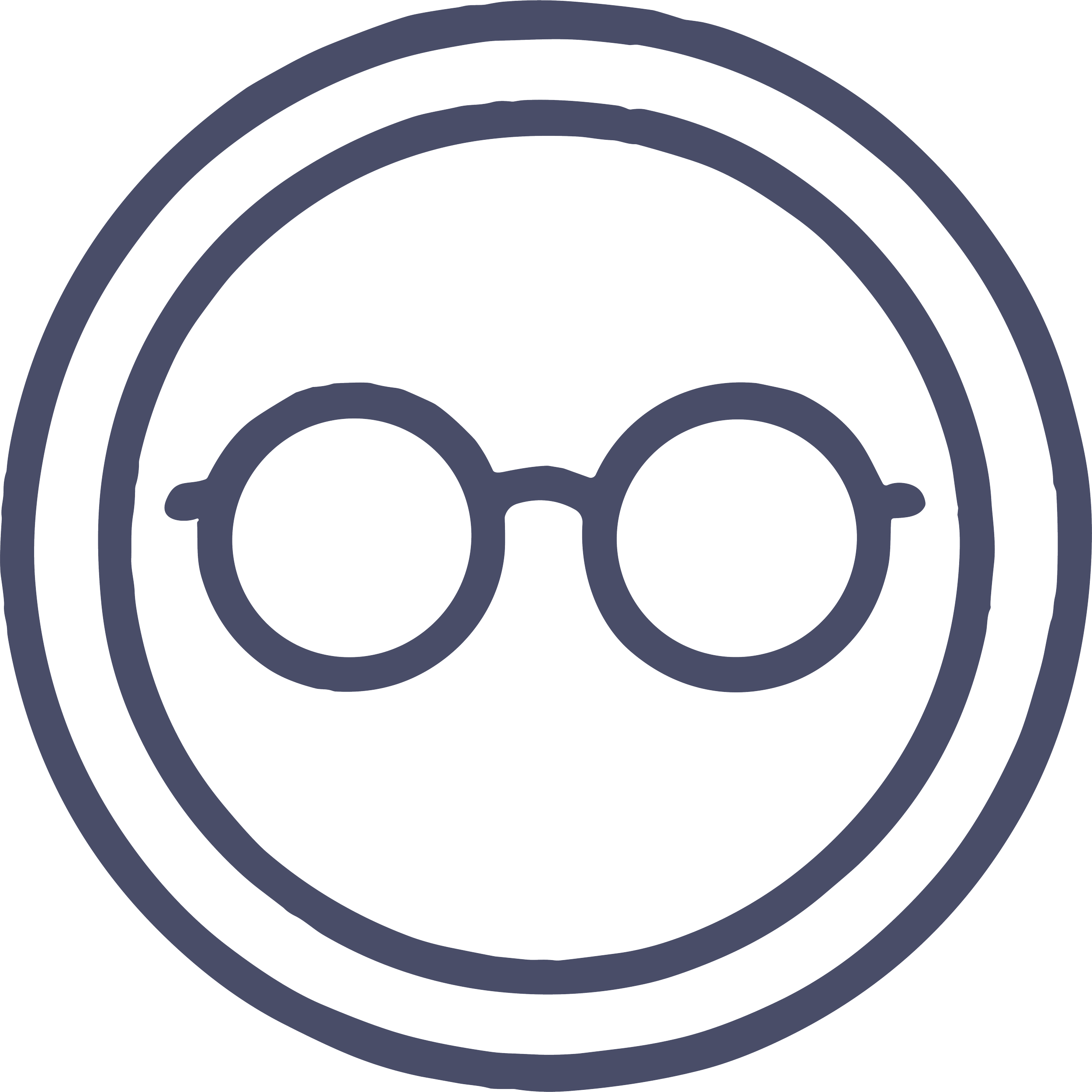 Icon of round glasses inside a circular border.