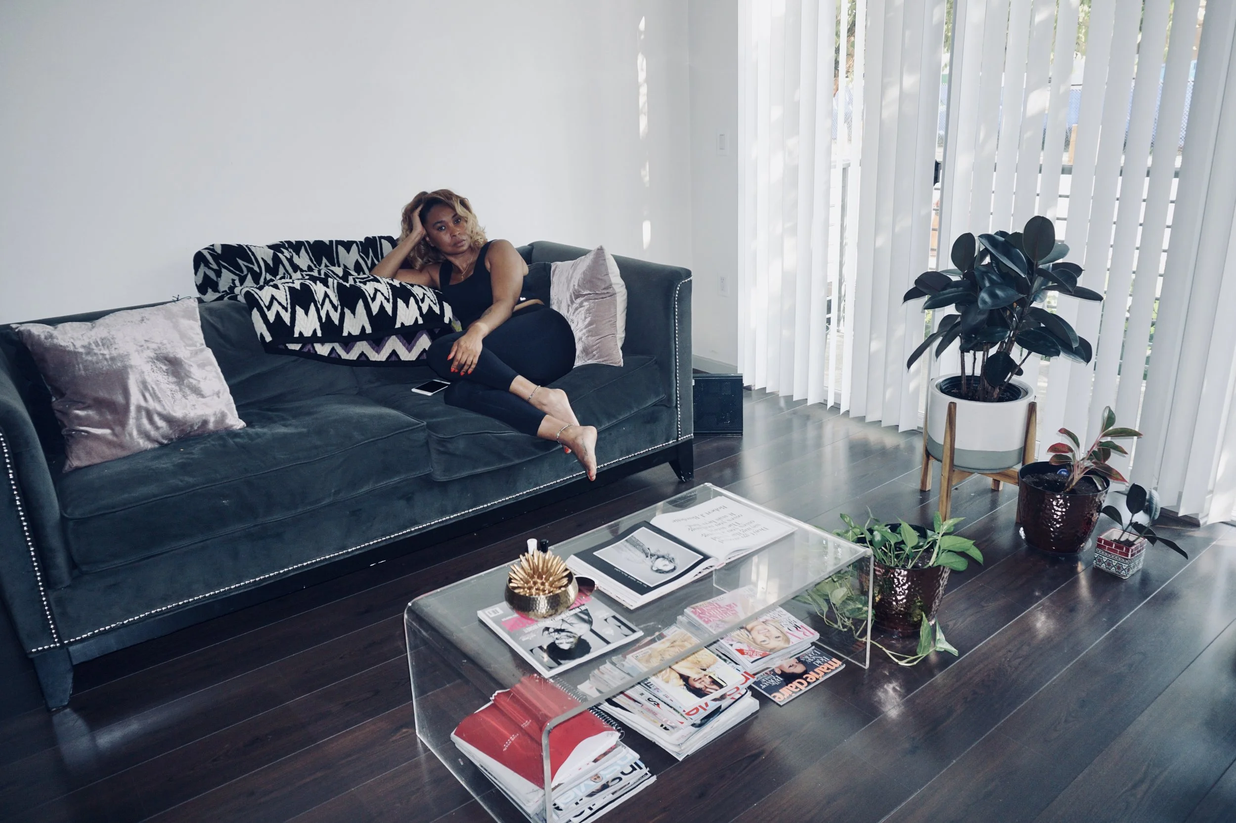 Alexandria, VA (July 21, 2019), Teneice Bowie finding time for relaxation on a Sunday afternoon.