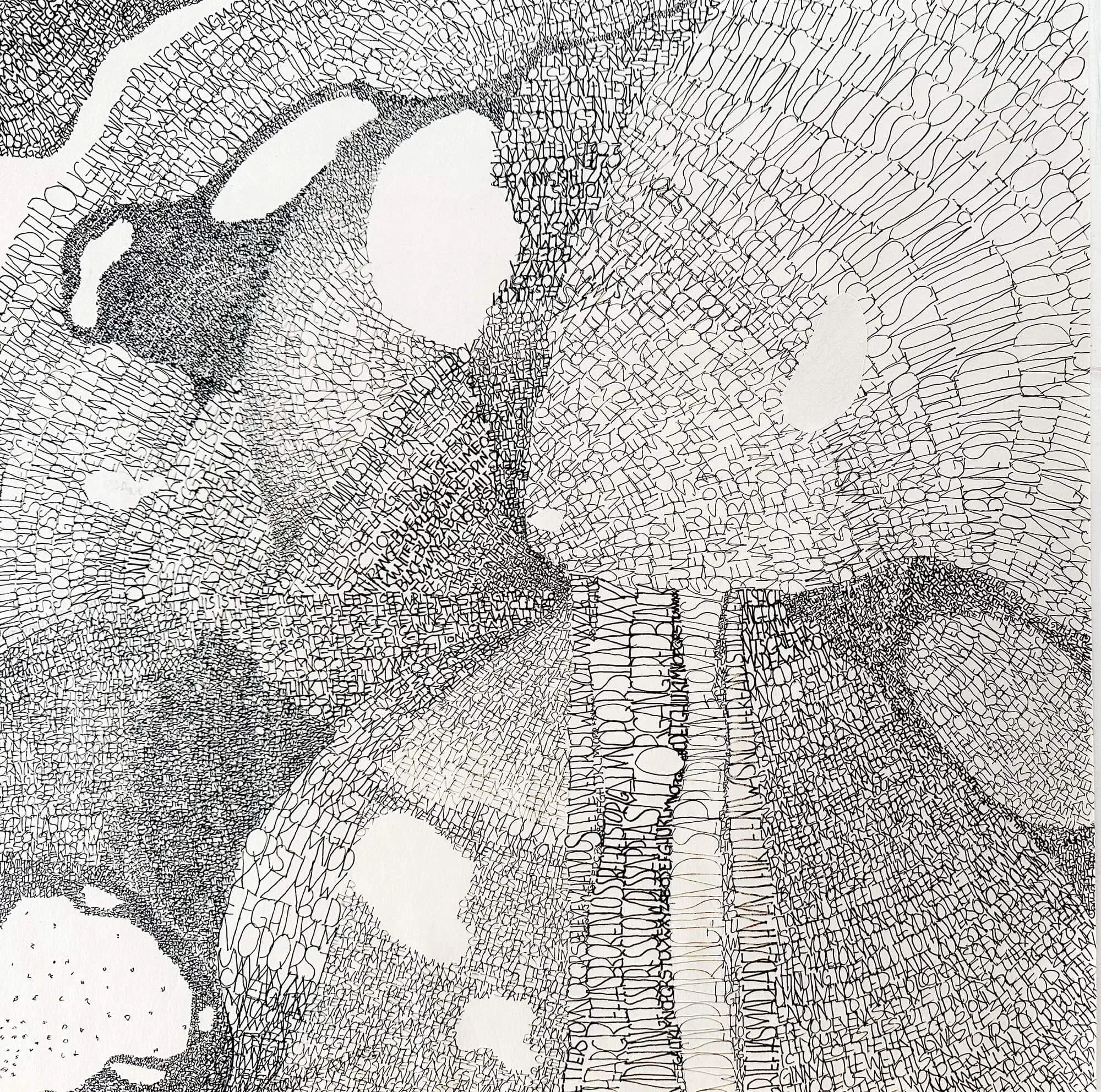 Grieving -ink on newsprint