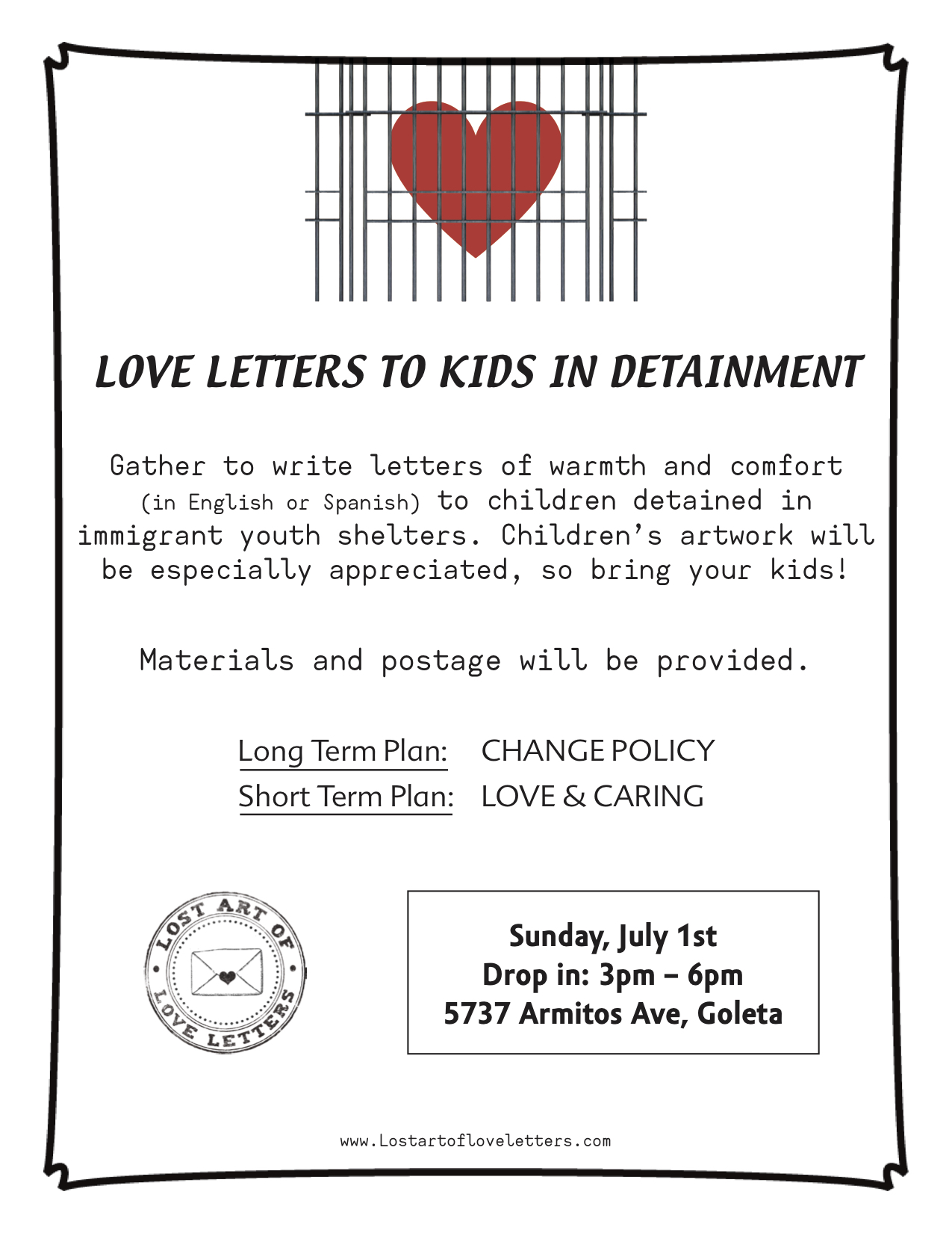 Love Letters to Kids in Detainment — Lost Art of Love Letters