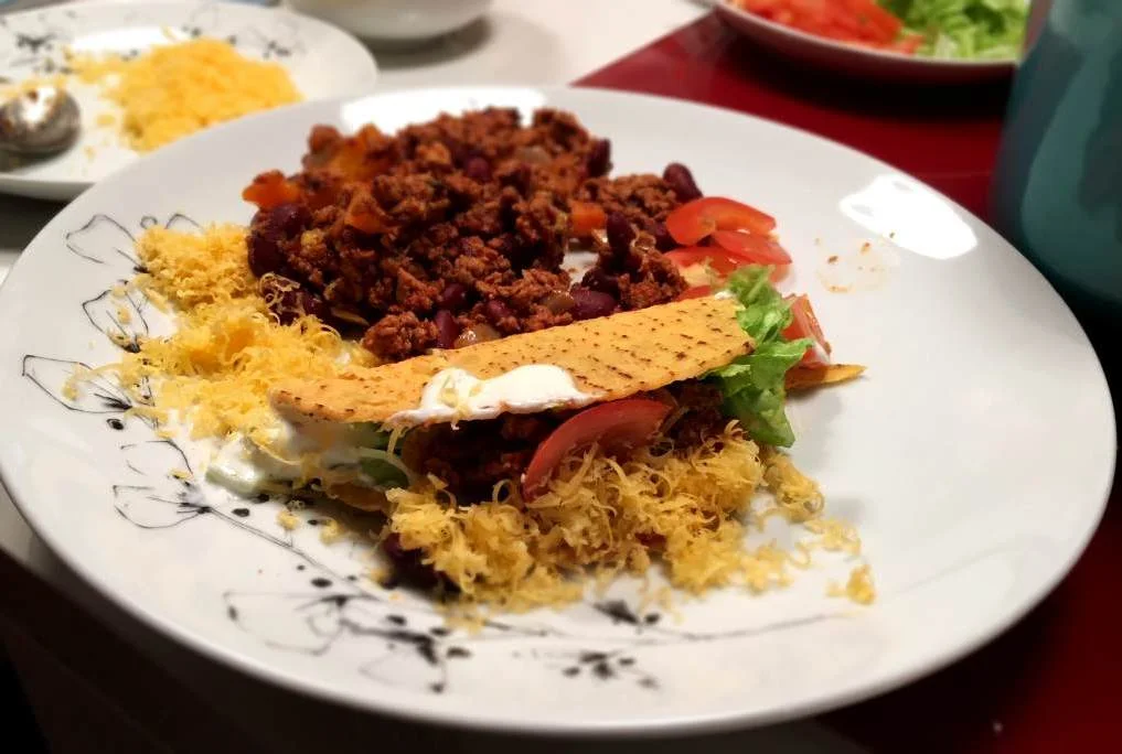First time filling my own taco — messy, messy, messy
