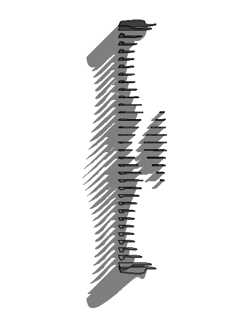 Plan view of the parametric modeled benches.