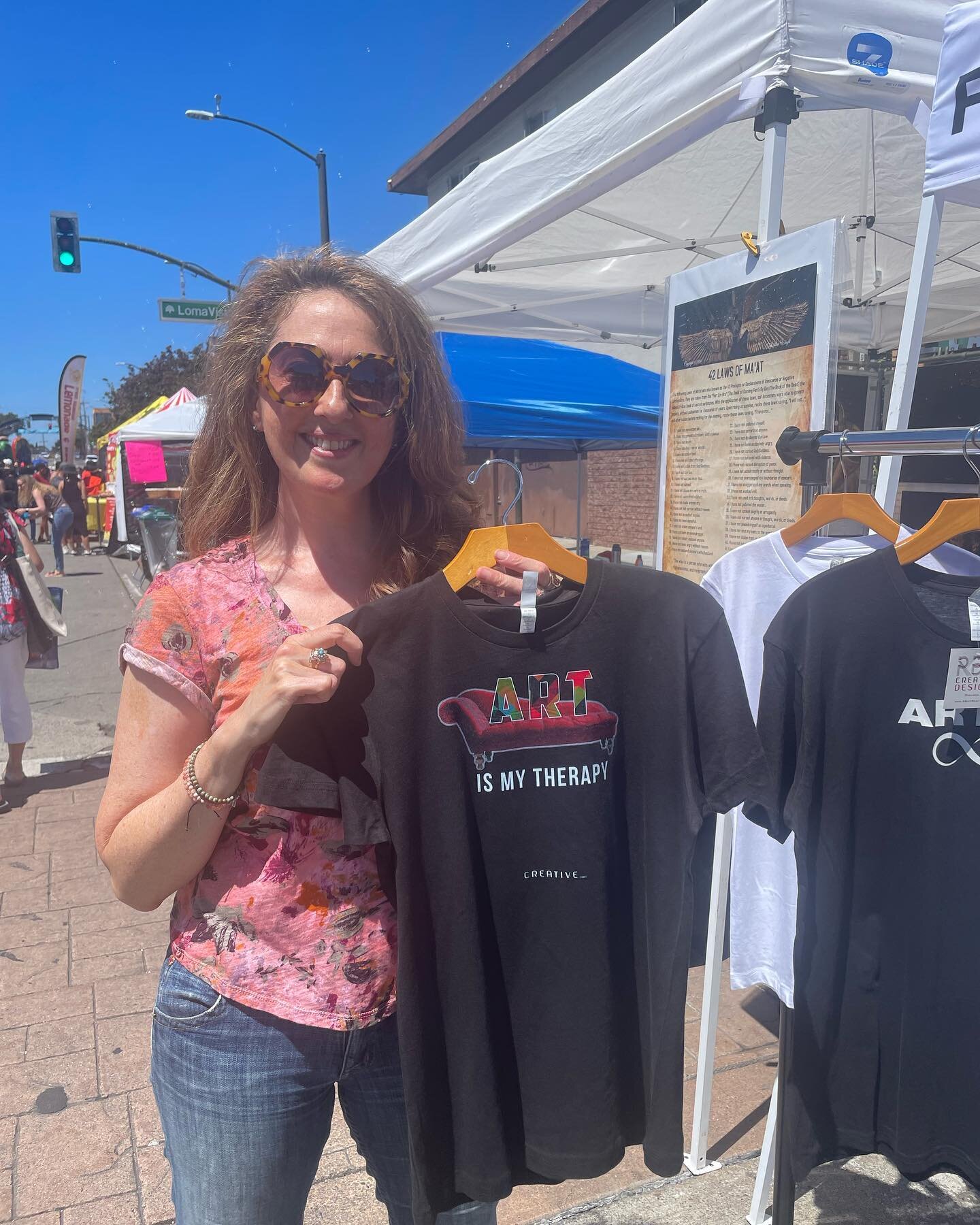 Had a blast on Saturday at the Laurel Street Fair in Oakland selling &ldquo;Art Is&rdquo; T-shirts with podcast bud: Erica @rbacreative. Art IS my therapy for sure. What&rsquo;s yours? Check out link in bio for tshirts and all things podcast😎