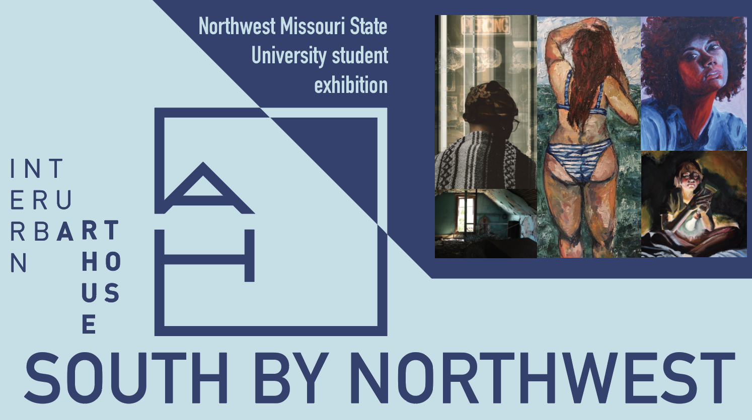 South by Northwest” was conceived by Emily Stark and Armin Mühsam with the intention to bring the work of Northwest Missouri State University art students to the attention of a wider audience. Emily Stark, a recent graduate from Northwest, juried and curated the exhibit; Armin Mühsam is a professor in the art program. The Department of Fine and Performing Arts at Northwest Missouri State University stages a juried show for its majors and minors every year, and there will be one on the Maryville campus concurrently with this exhibition, but “South by Northwest” happens in addition to that, introducing the work done by selected students to the Metro Kansas City area. At the same time, this exhibit aims to make Northwest’s art program attractive to potential students contemplating a career in the visual arts.