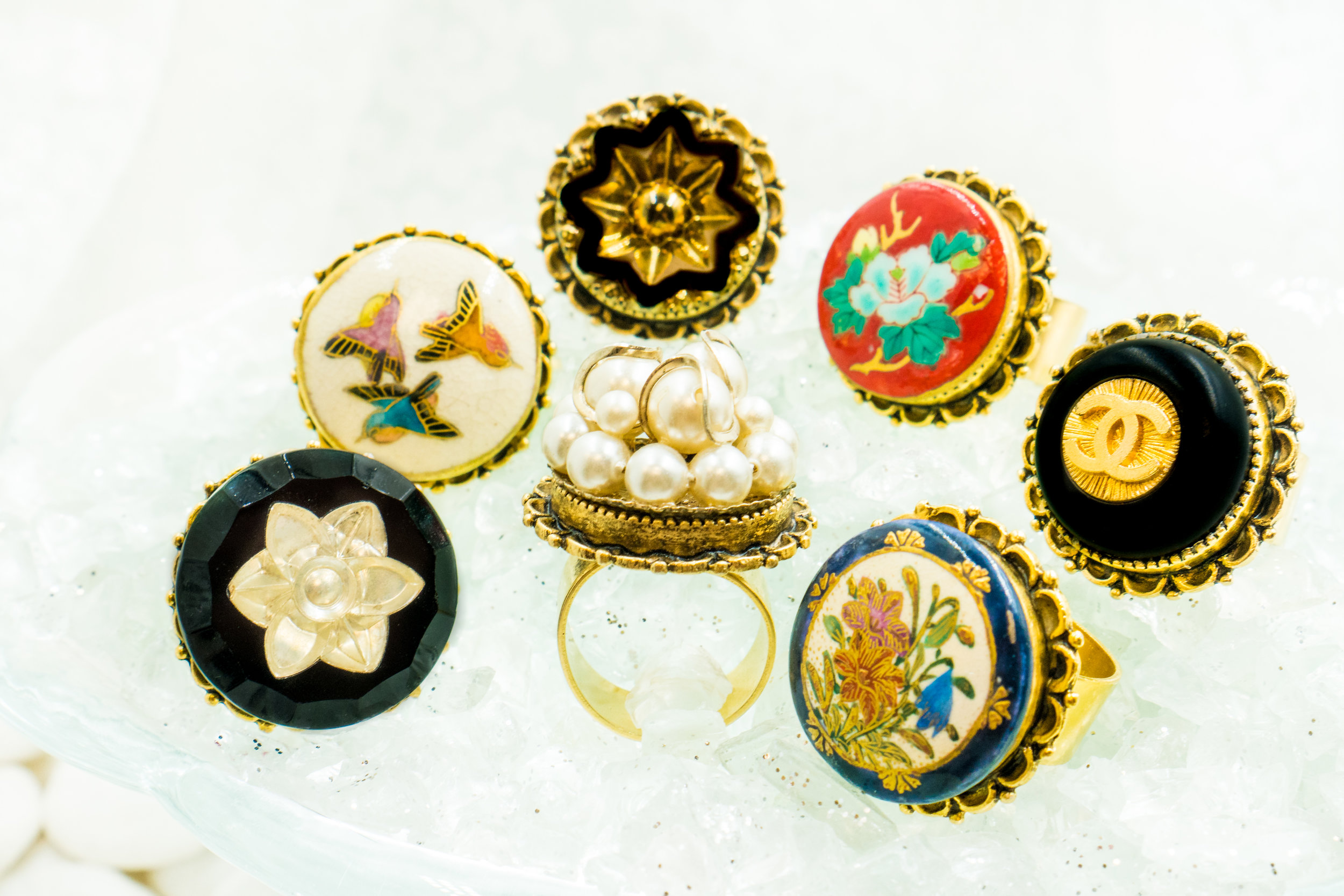 Vintage Button Rings