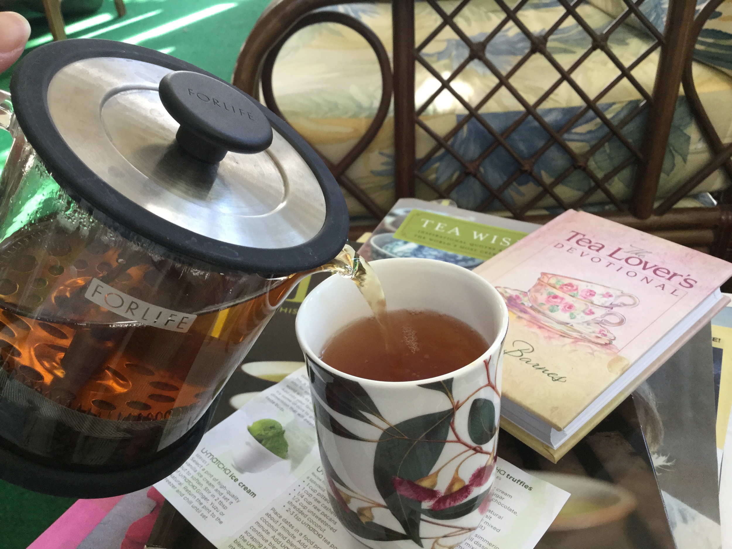 The making of a delightful cuppa tea. Necessary ingredients — quality tea, quality water at the appropriate temperature, steeped for the correct time.