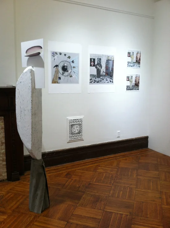 Sculpture: MaryKate Maher"Map for the Temporary Inhabitant" Prints: Jo Baer "In The Land of Giants"