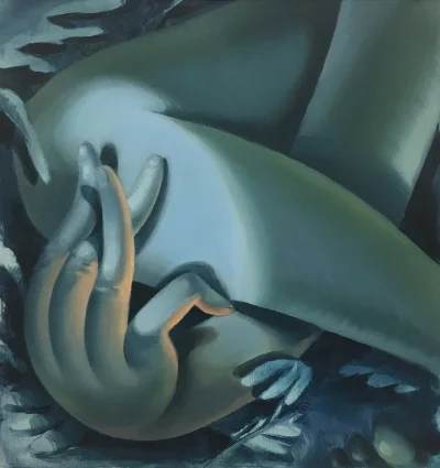 Sarah Slappey, Blue Spotlight, oil on paper, 20 x 11"