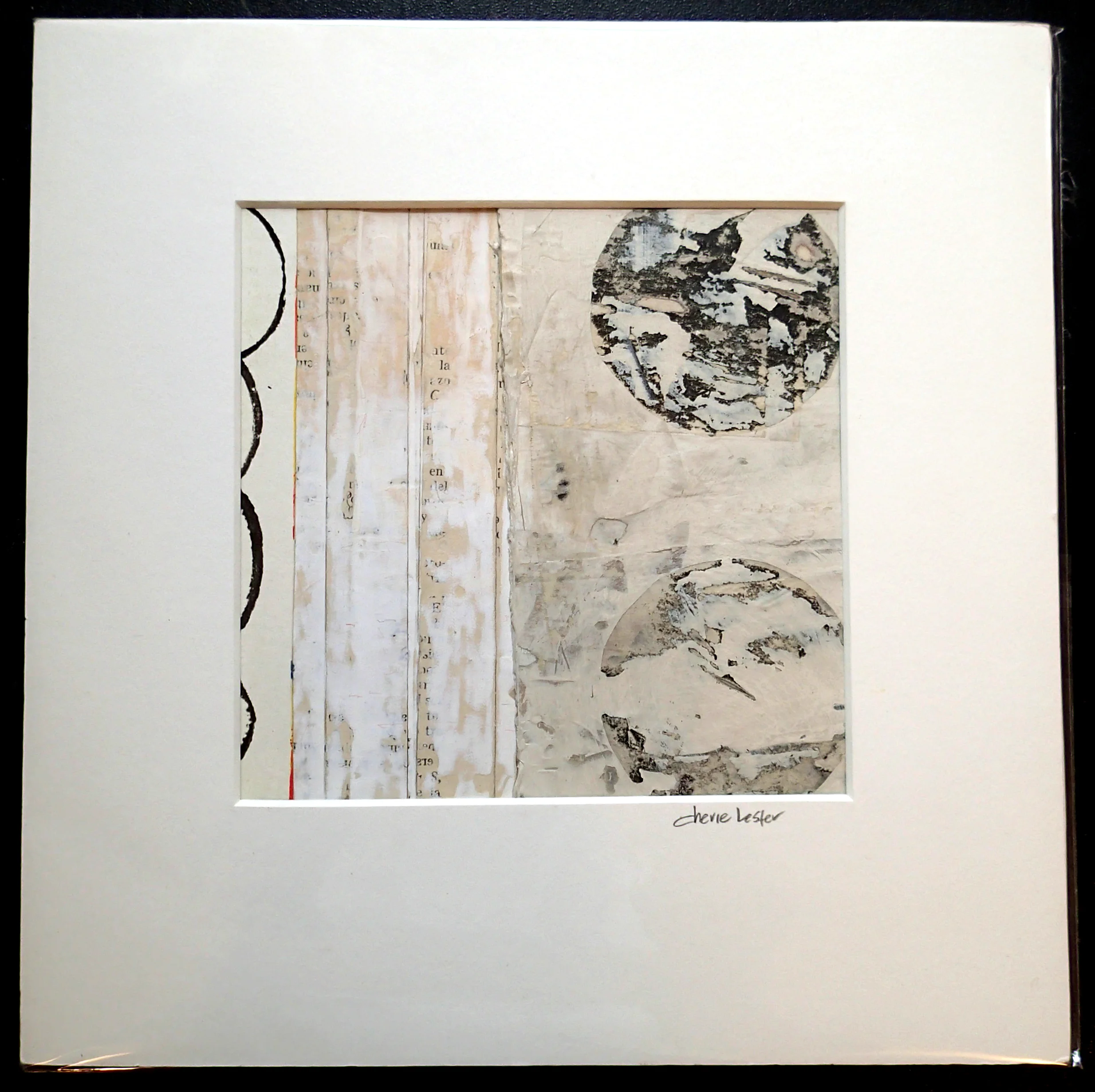SOLD 10" x 10" mixed media painting/work-on-paper. acid-free matting. ready for framing.