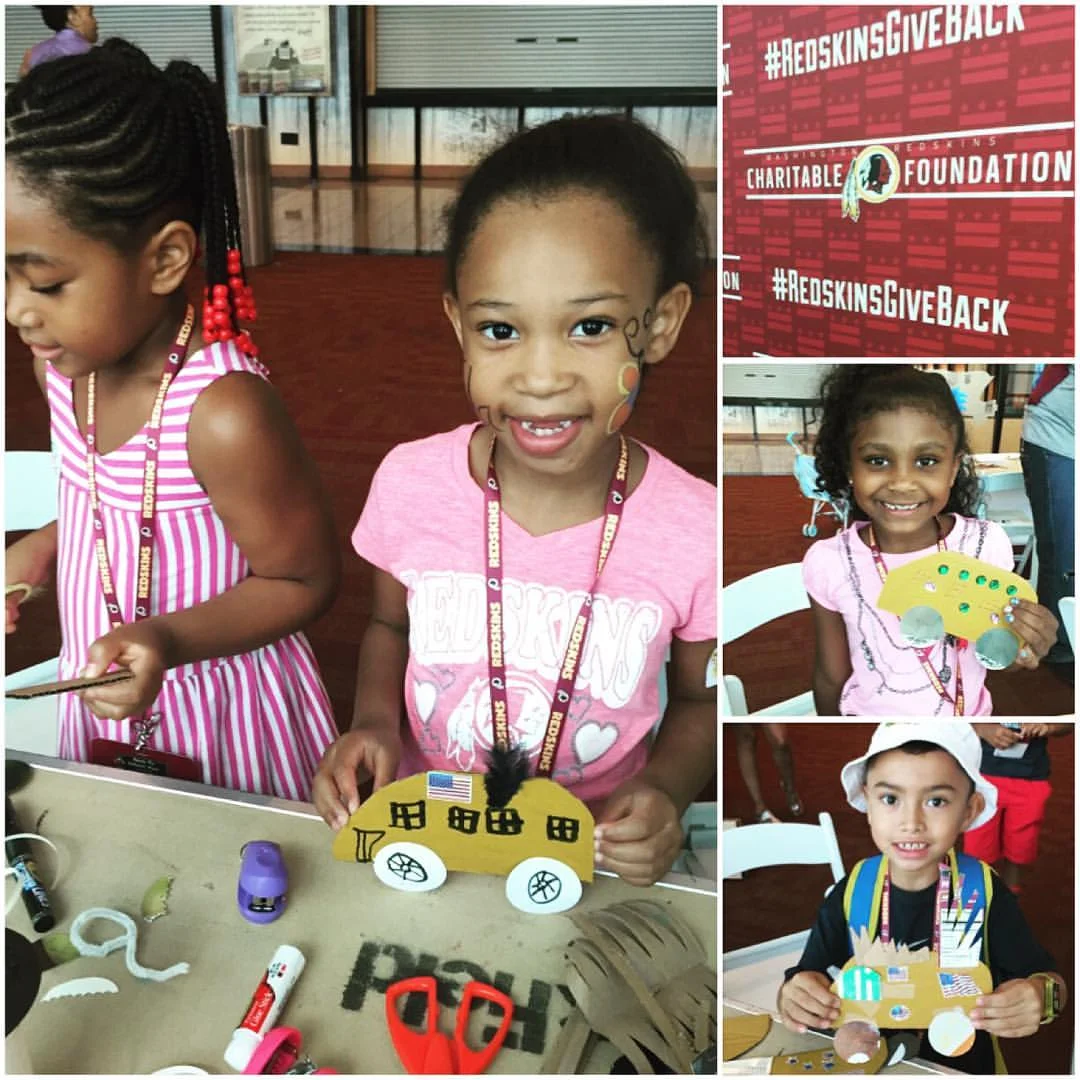 BIG fun today at #FedExField for the #Redskins Community Back-to-School event for the kiddos! Free dental exams, haircuts, school supplies, back packs -- and of course, #art classes!! @redskinsgiveback + Capitol Hill Arts Workshop = a beautiful day of art & giving! #dc Washington Redskins — at FedEx Field - Washington Redskins . 8/13/16
