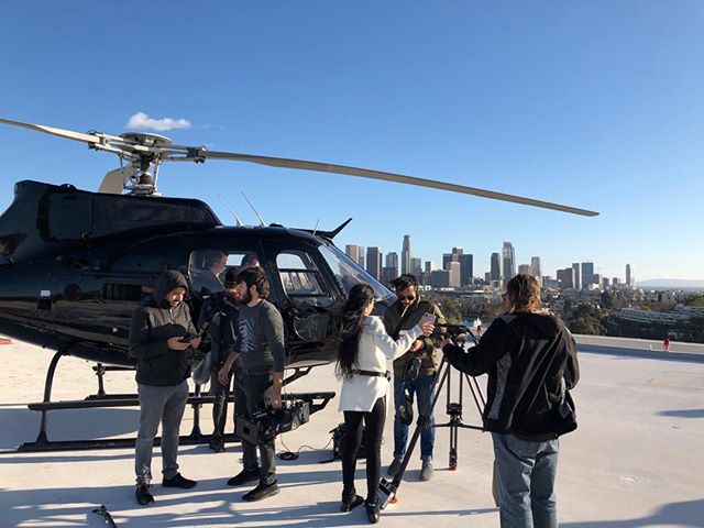 Windy day in LA for some filming. #setlife #bts #helicopter #aerialfilming #arri