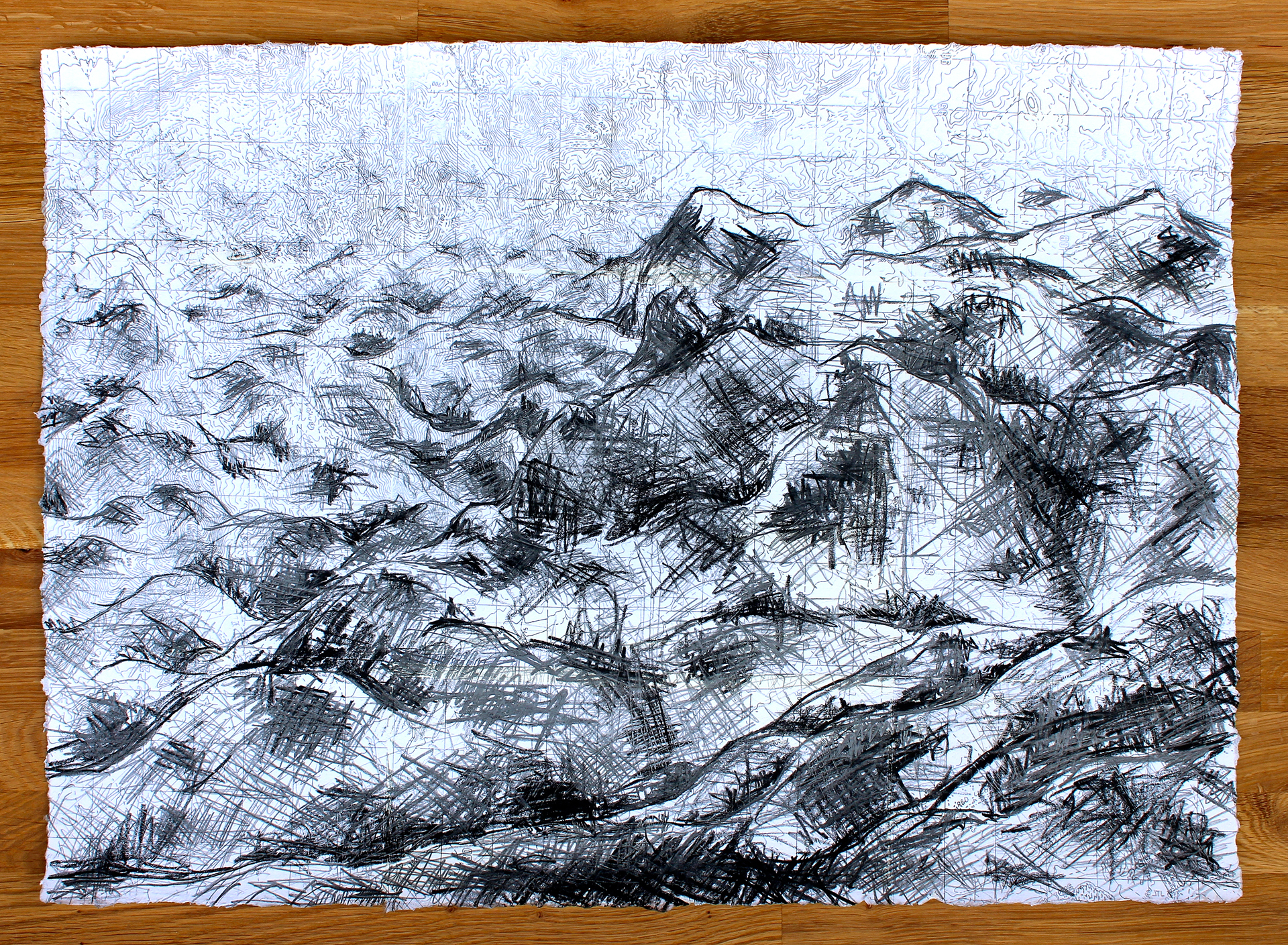 Grid Range #01 2015 mixed media on paper 17" x 24"
