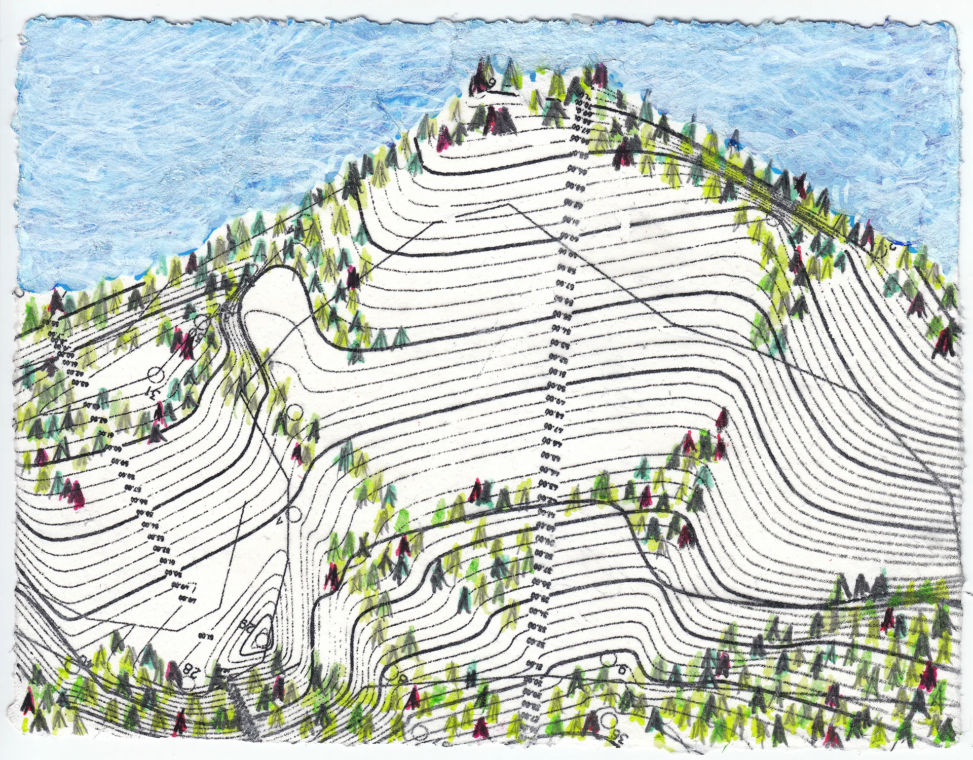 Landforms - c22 2012 toner, pigment, acrylic & graphite on paper 5 5/8" x 7 7/8"