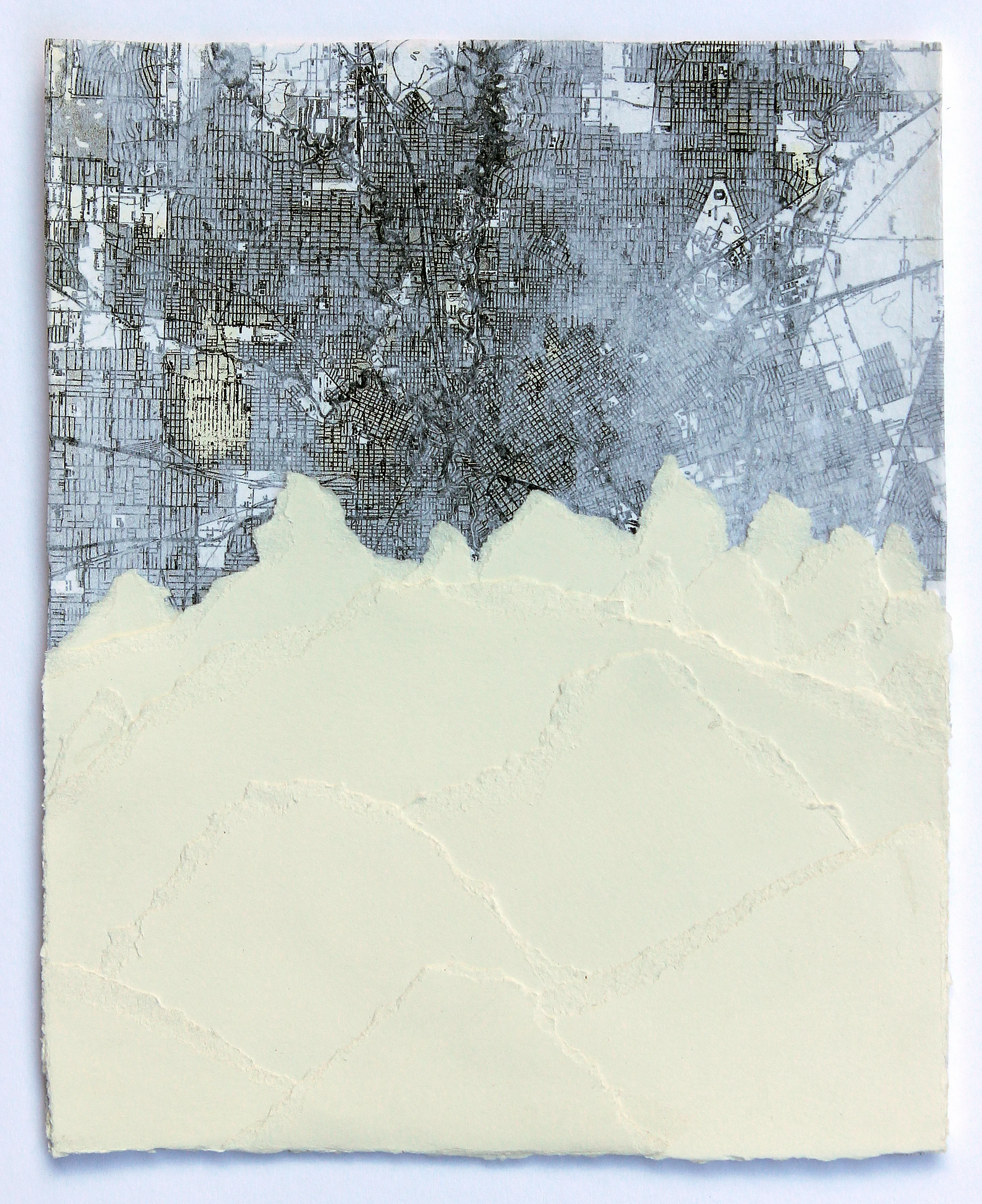 Tetons 2014 mixed media and collage on paper 9" x 7" sold