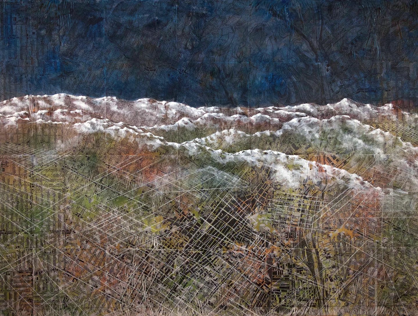 Los Angeles 02 (Connect the Valley to the Astral Plane series) 2019 mixed media on canvas 36" x 48"